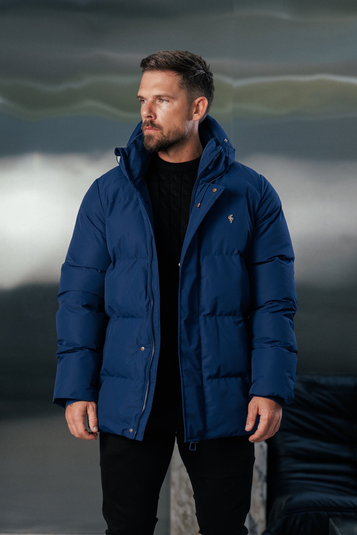 Navy Padded Coat with Hood - FSN238 (PRE ORDER 24TH OCTOBER)