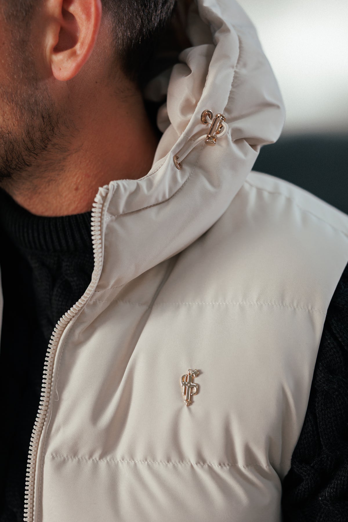 Light Beige Padded Hooded Gilet - FSN243 (PRE ORDER 24TH OCTOBER)