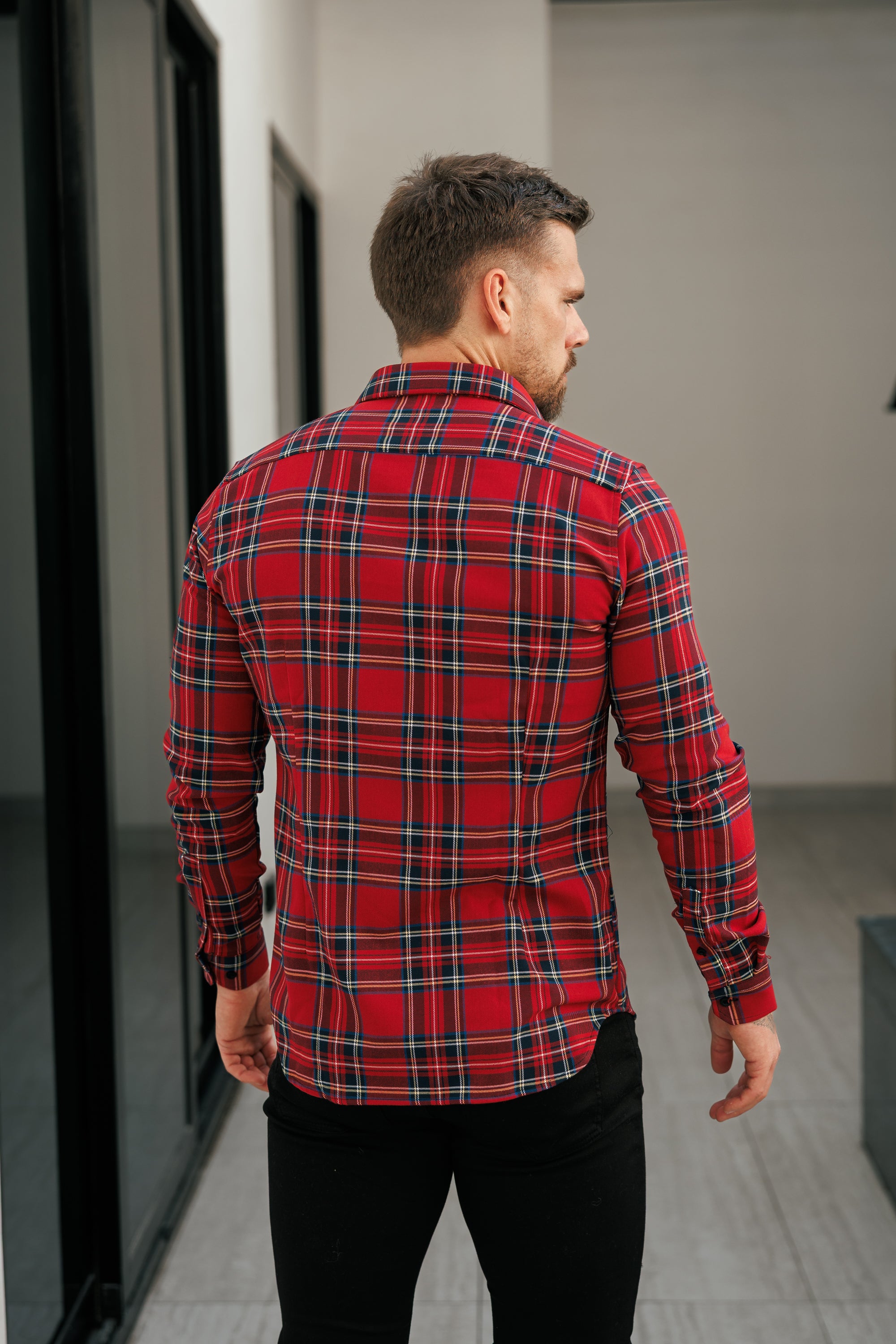 Red Tartan Check Shacket With Double Pockets - FS1036