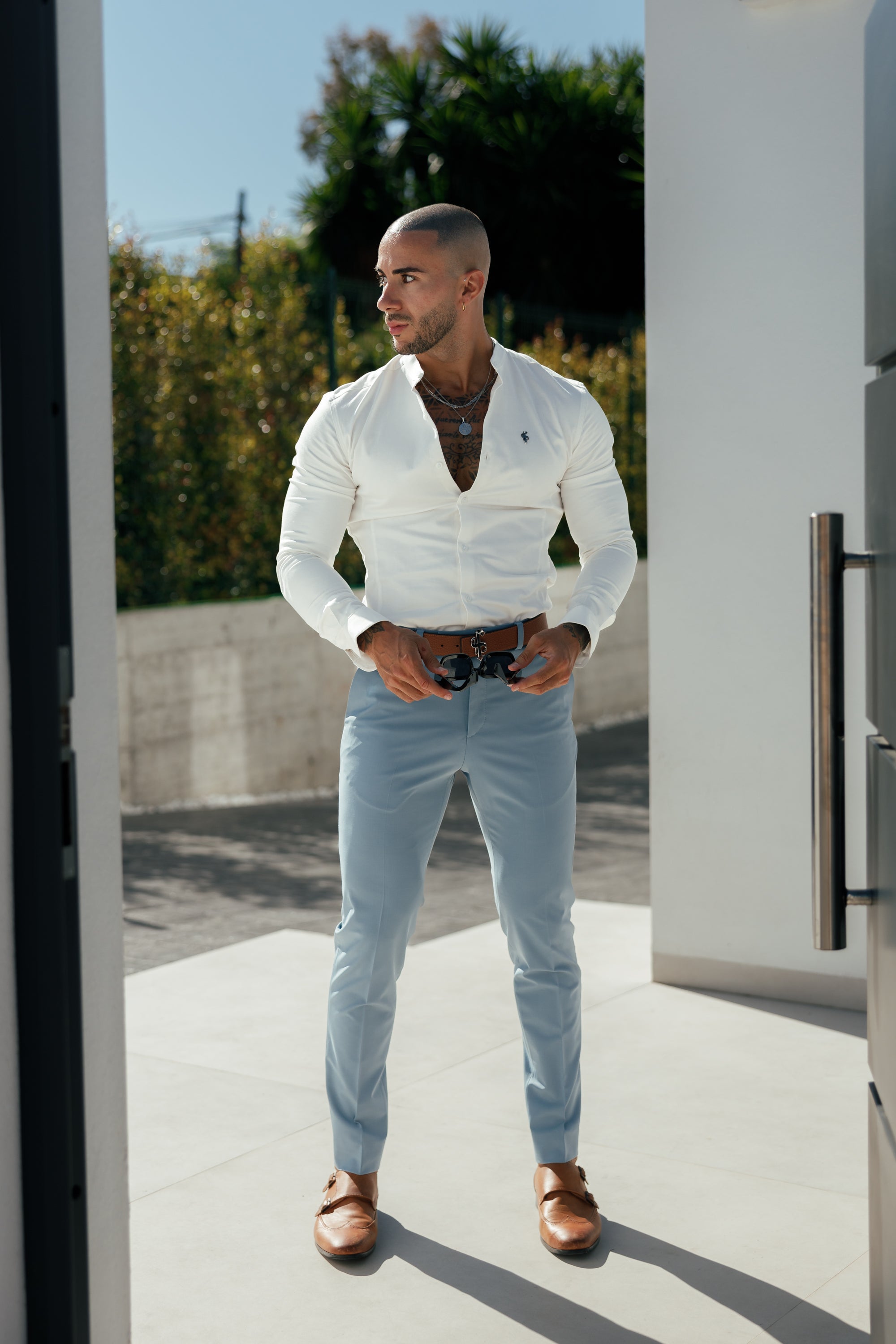Slim Formal Airforce Blue Stretch Trousers - FST025