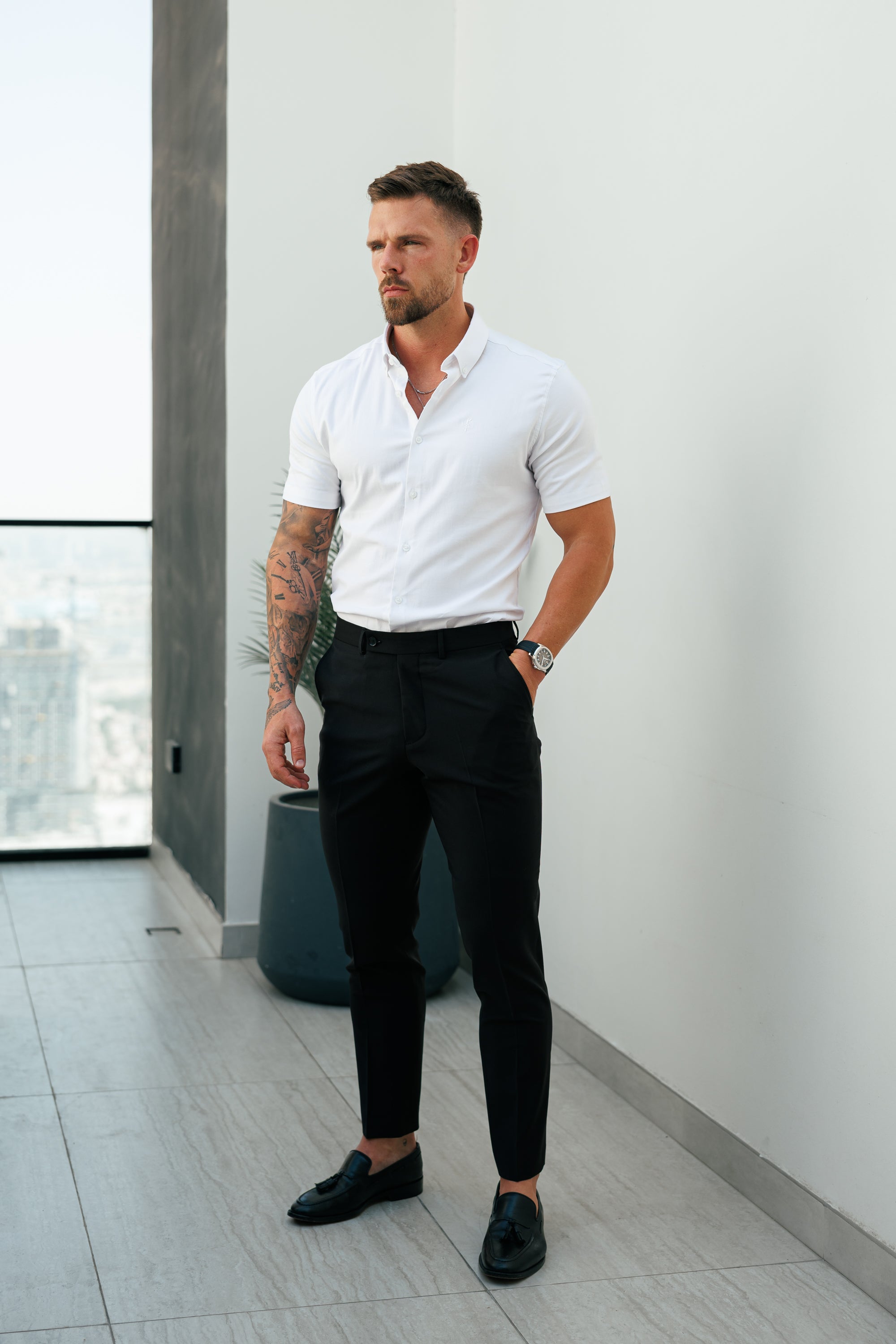 Classic Stretch Oxford Short Sleeve White - FS1015