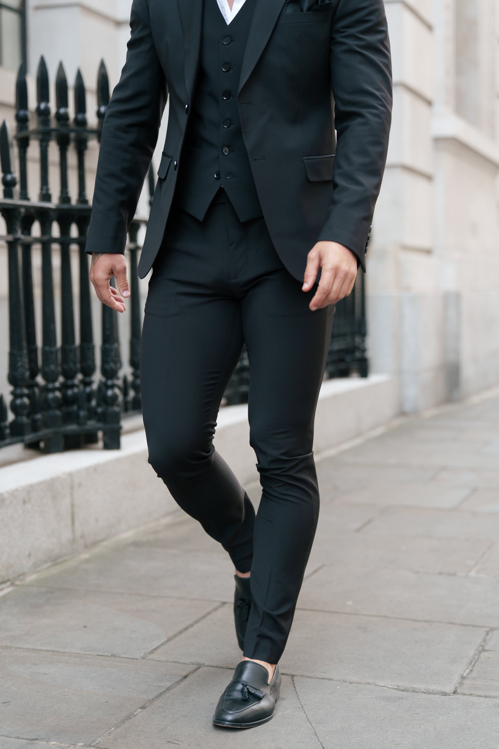 Slim Formal Black Stretch Trousers - FST037