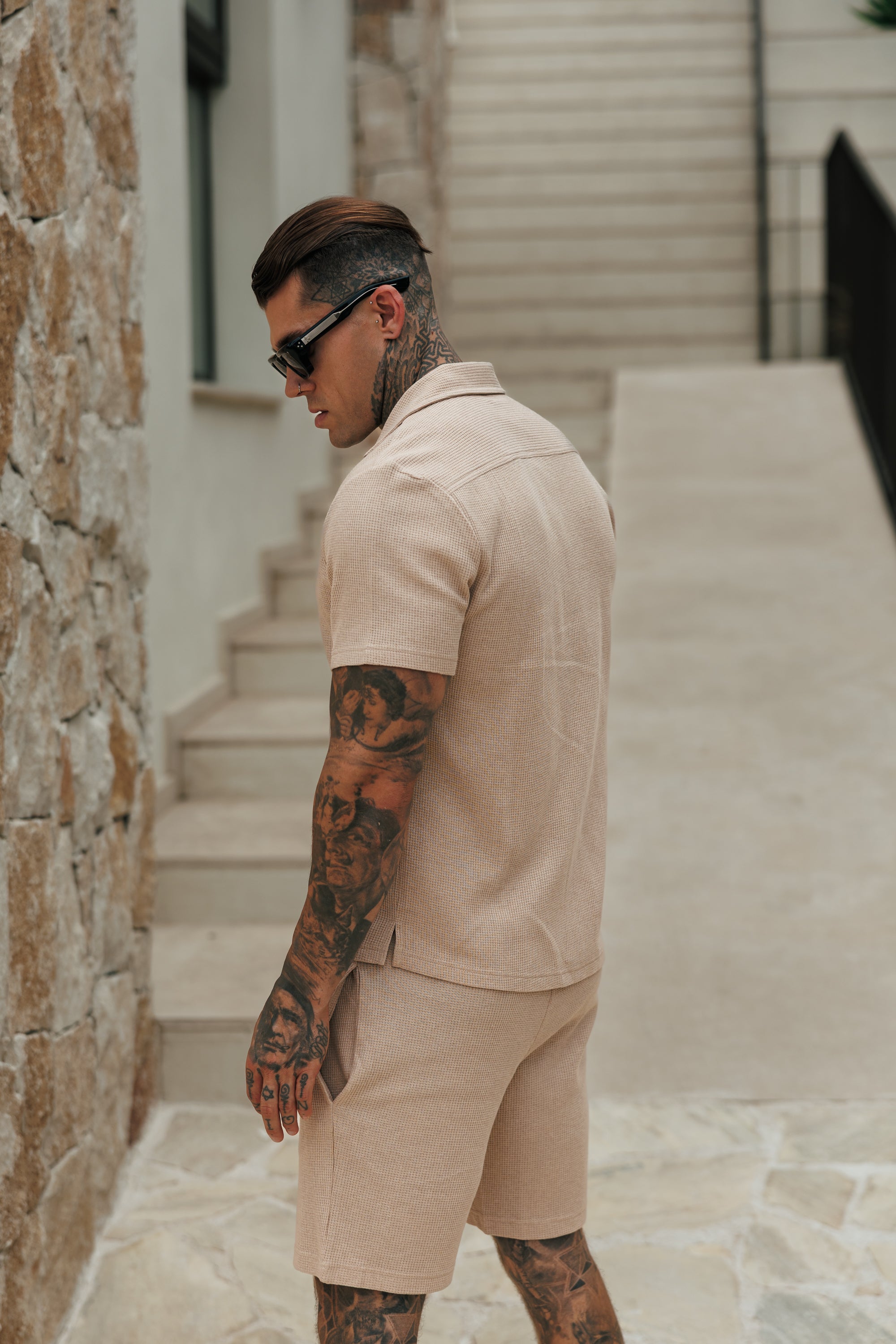 Waffle Revere Short Sleeve Shirt Beige - FSR110 (PRE ORDER 10TH AUGUST)