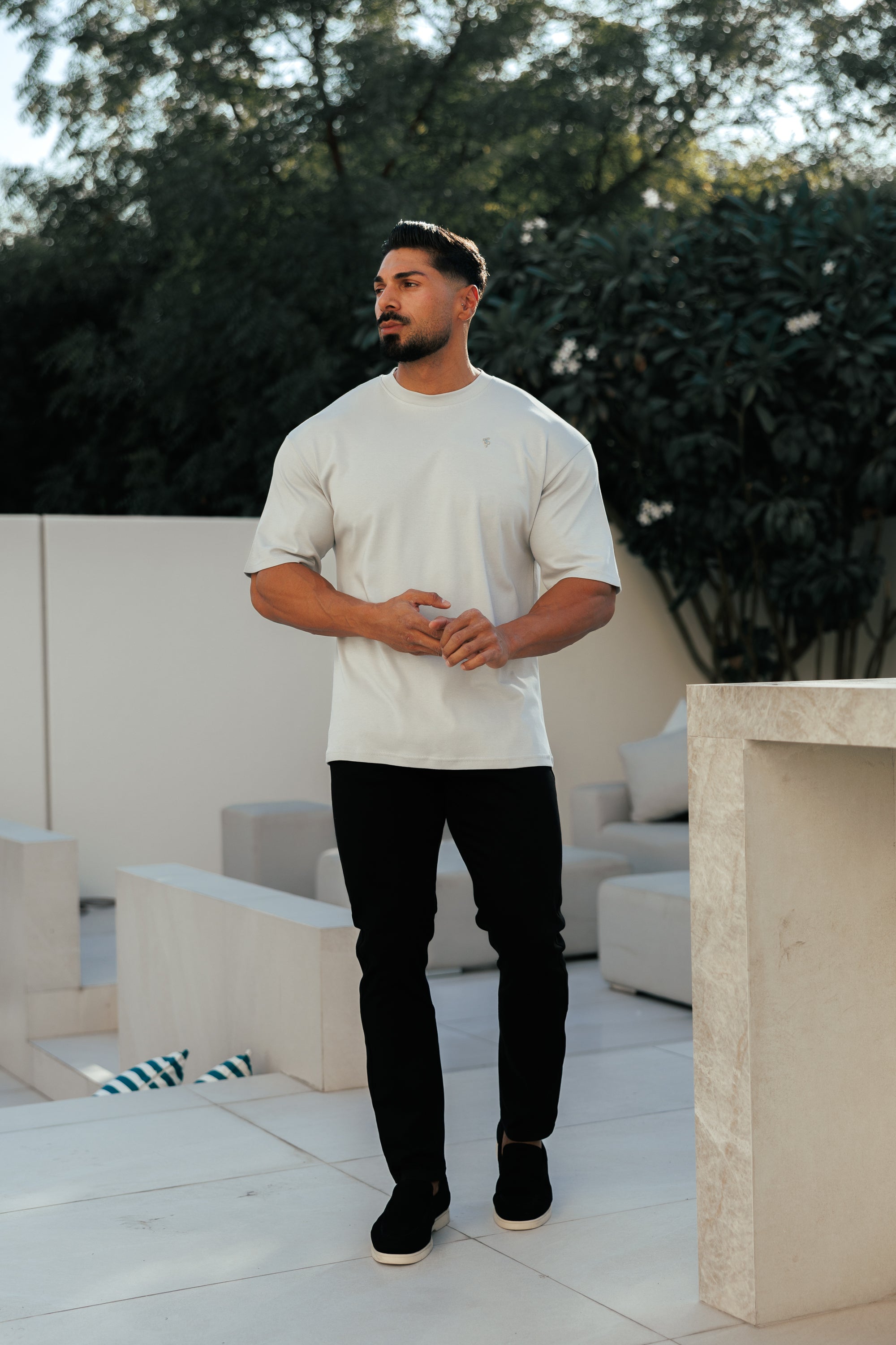 Light Grey / Silver Oversized Crew T Shirt - FSH1421
