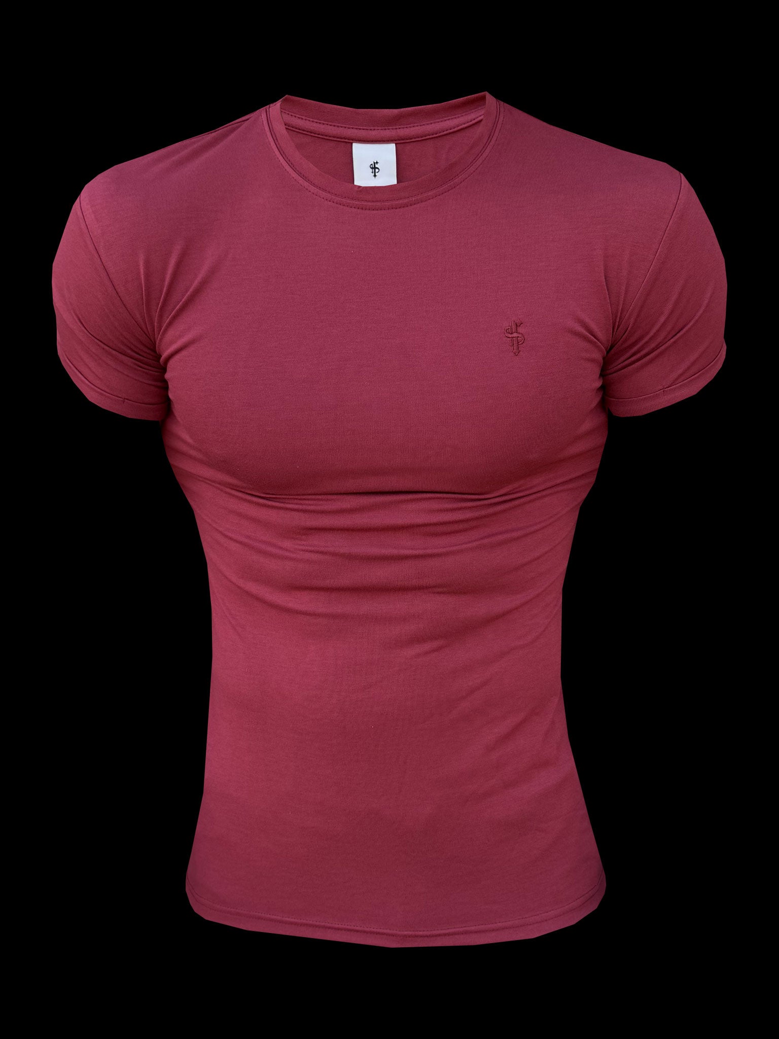 Burgundy Viscose Crew T-Shirt Short Sleeve - FSH1507