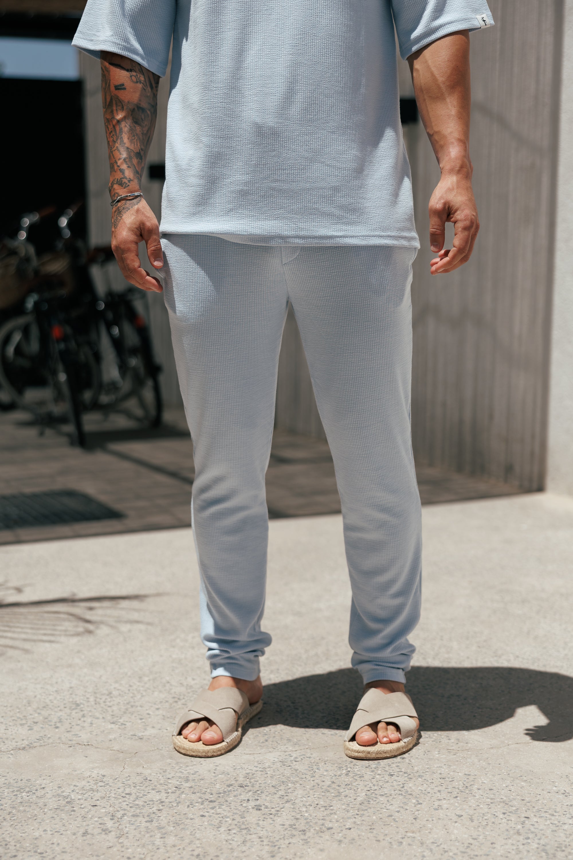 Jersey Cord Slim Light Blue Trousers - FSR090 (PRE ORDER 12TH JUNE)