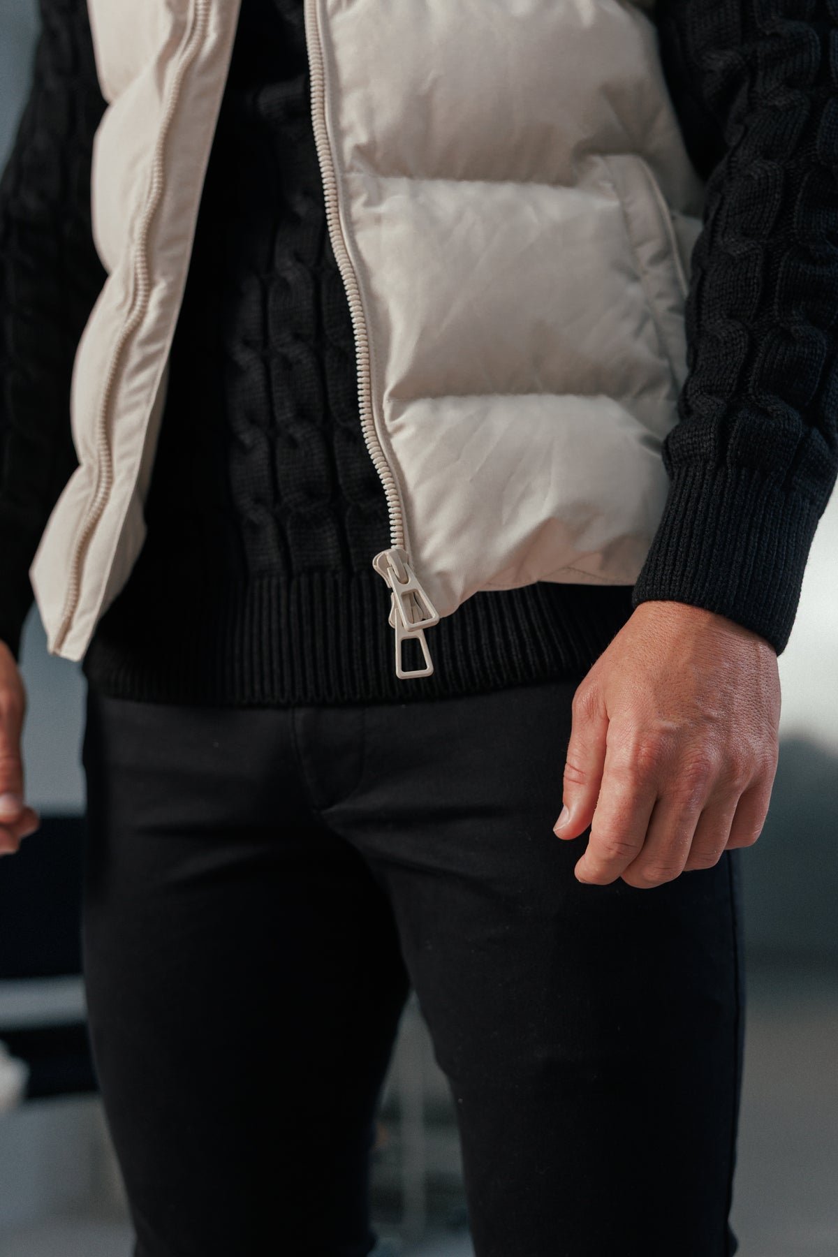 Light Beige Padded Hooded Gilet - FSN243 (PRE ORDER 24TH OCTOBER)