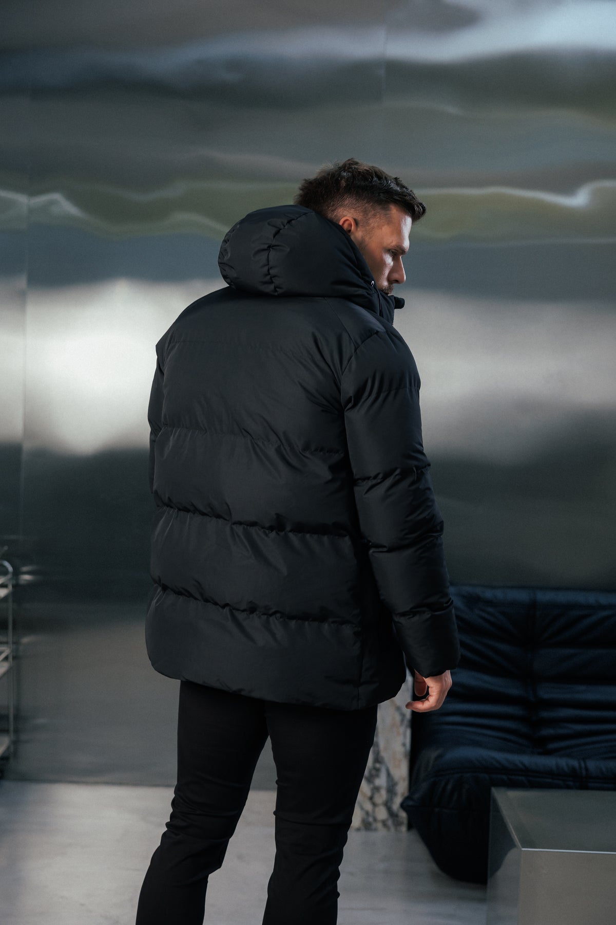 Black Padded Coat with Hood - FSN234E (PRE ORDER 24TH OCTOBER)