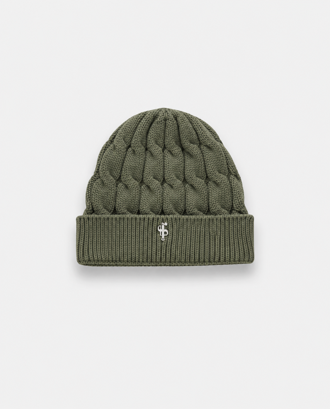 Cable Weave Beanie Hat Olive - FSA068