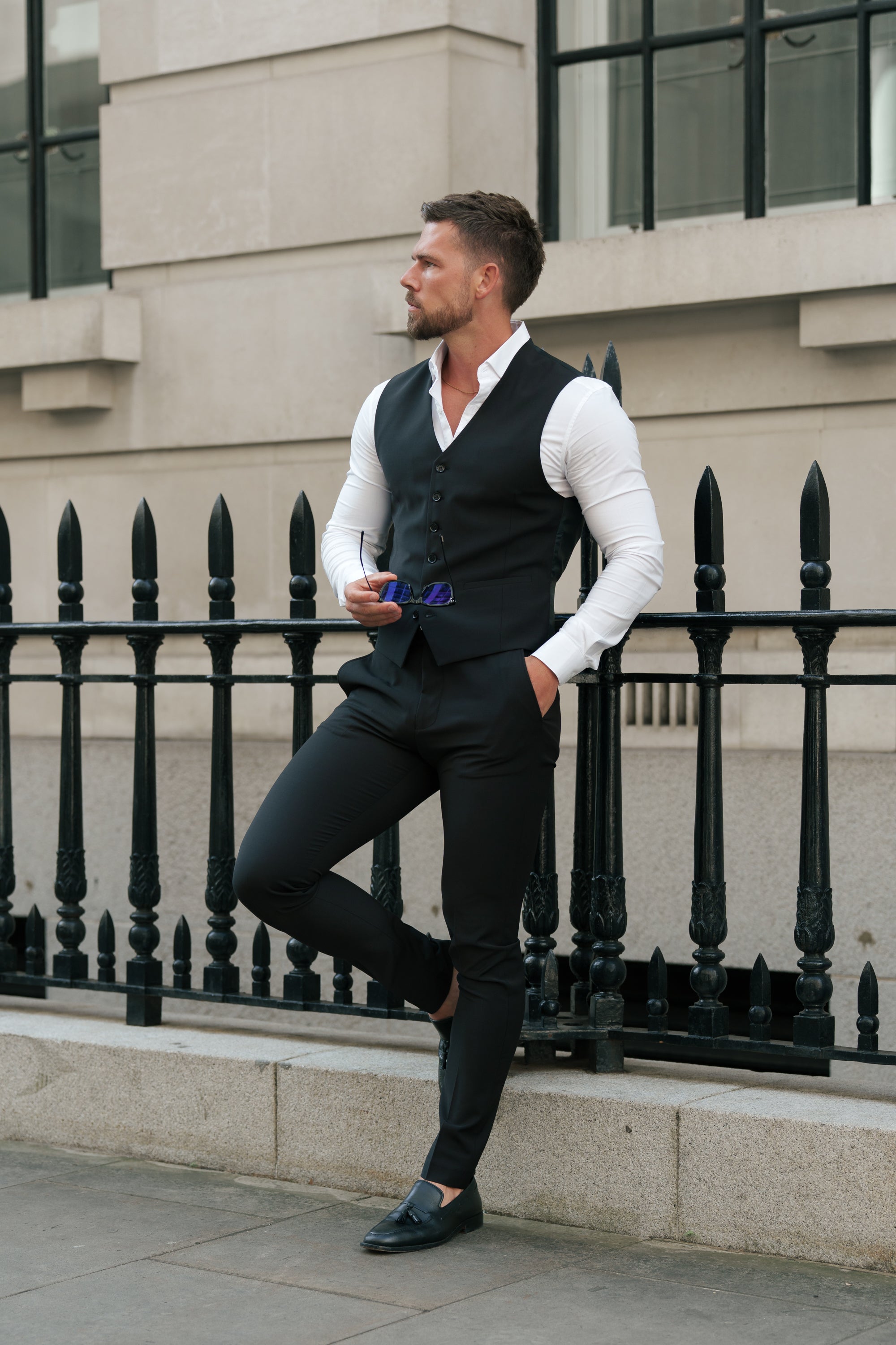 Slim Formal Black Stretch Trousers - FST037