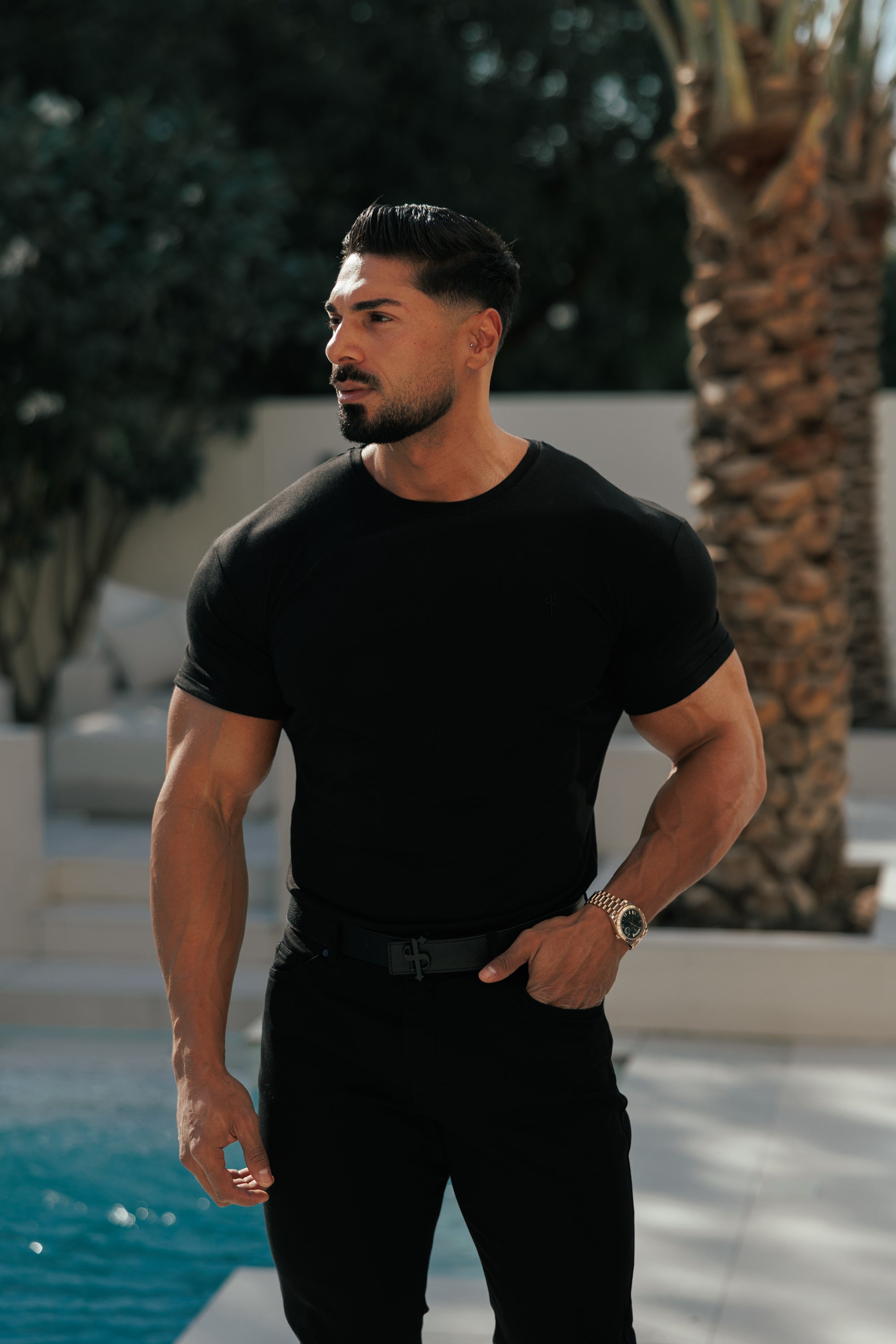 Black Bamboo Crew T Shirt - FSH577