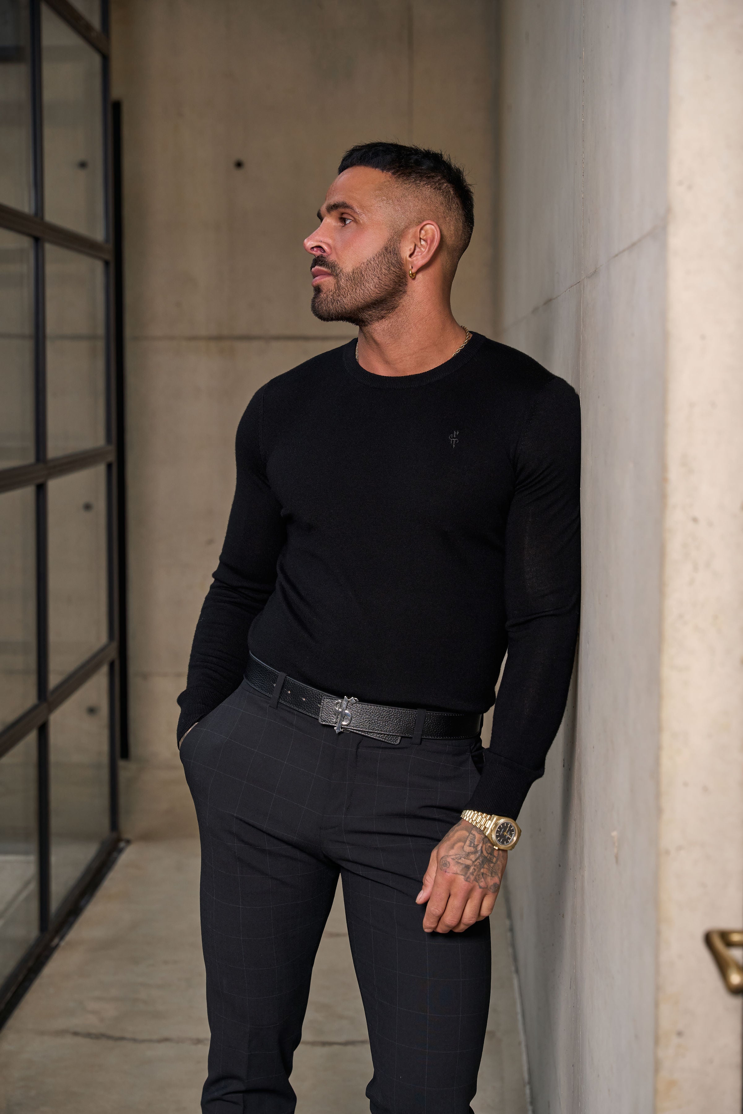 Relaxed Formal Black / Silver Check Trouser - FSTR014