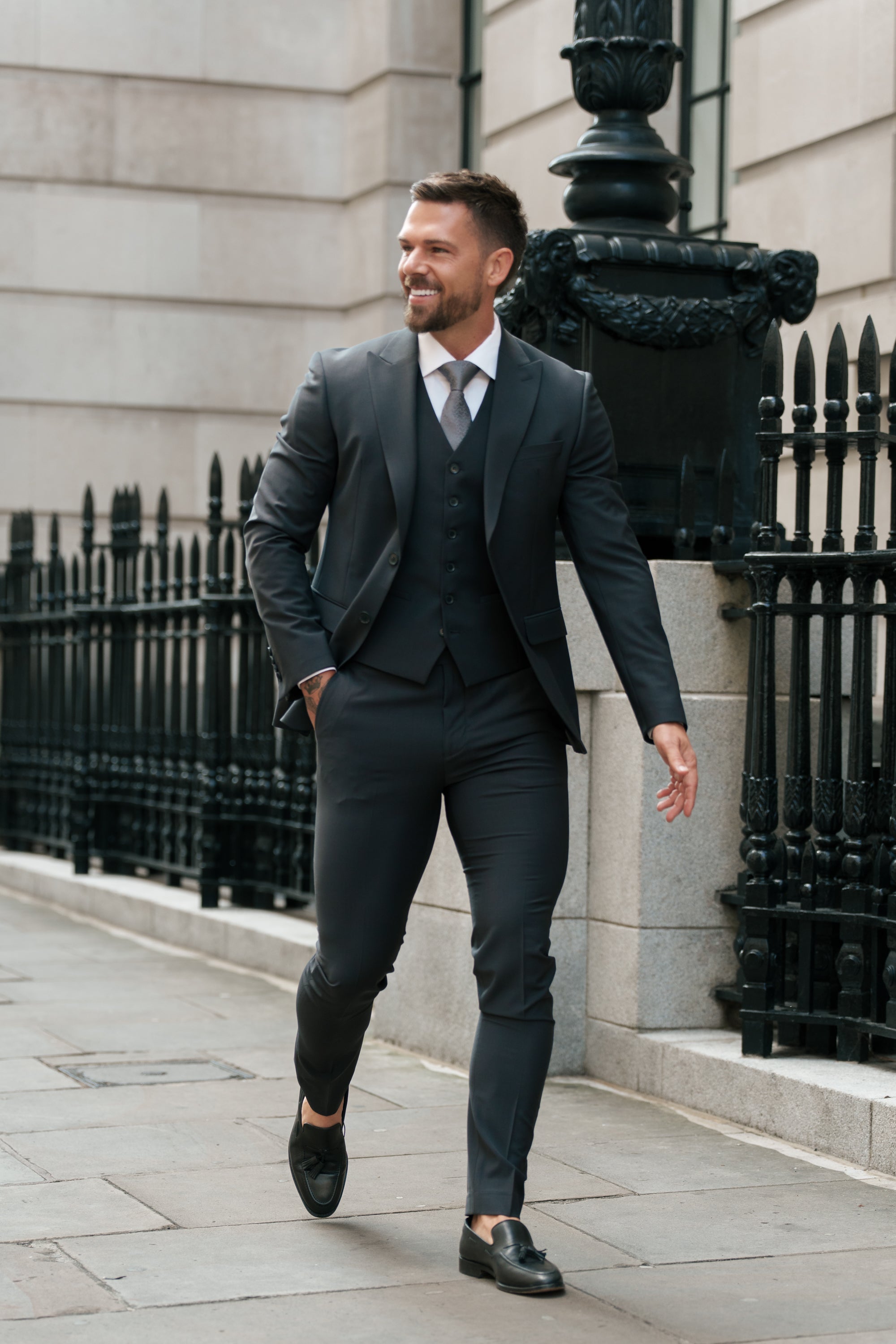 Slim Formal Charcoal Stretch Trousers - FST040