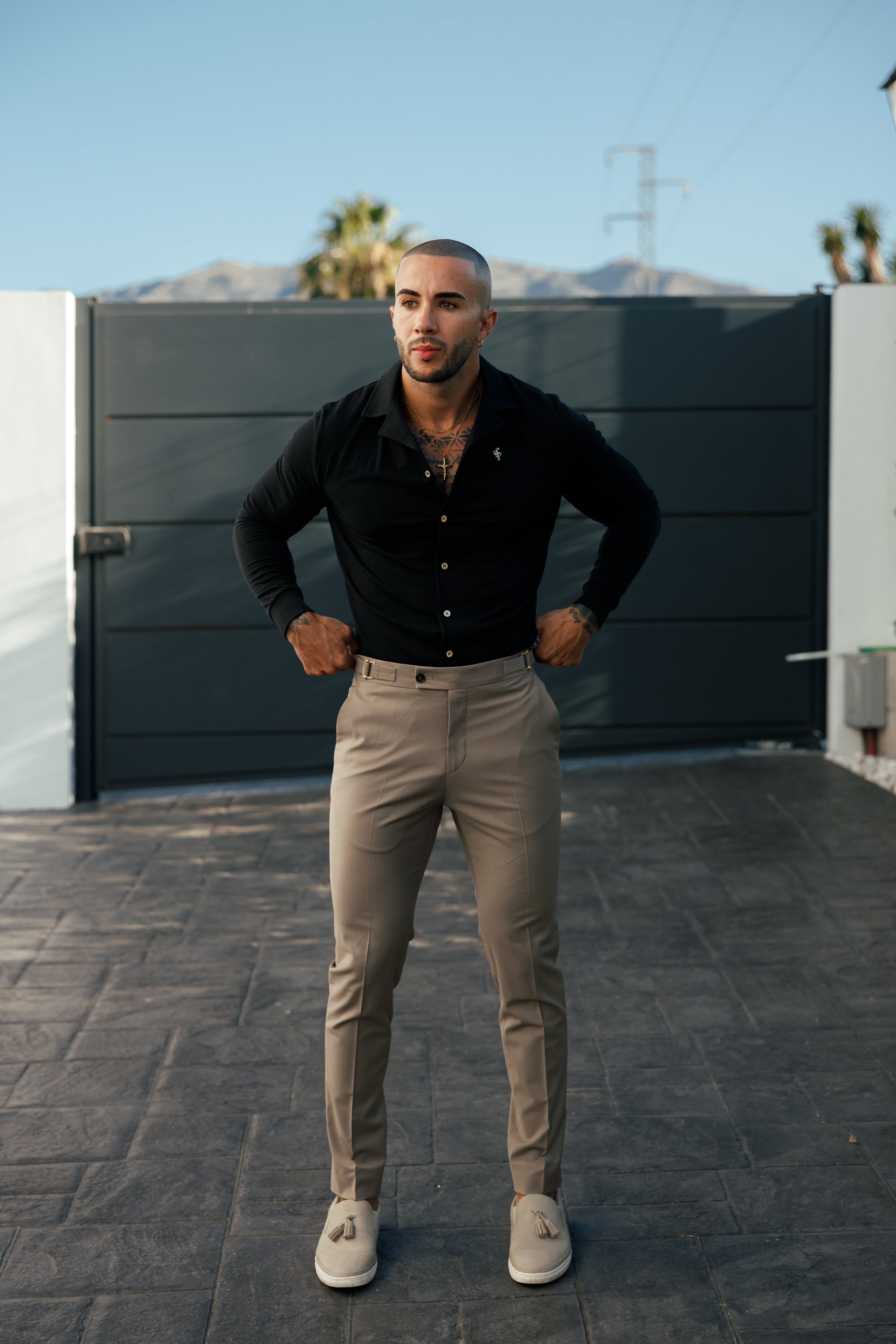 Slim Formal Tabaco Stretch Trousers with Side Adjusters - FST023