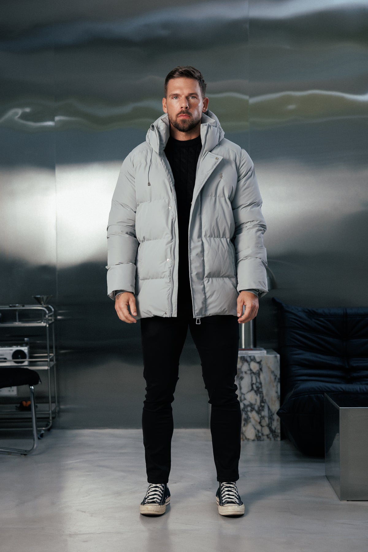 Mid Grey Padded Coat with Hood - FSN240 (PRE ORDER 24TH OCTOBER)