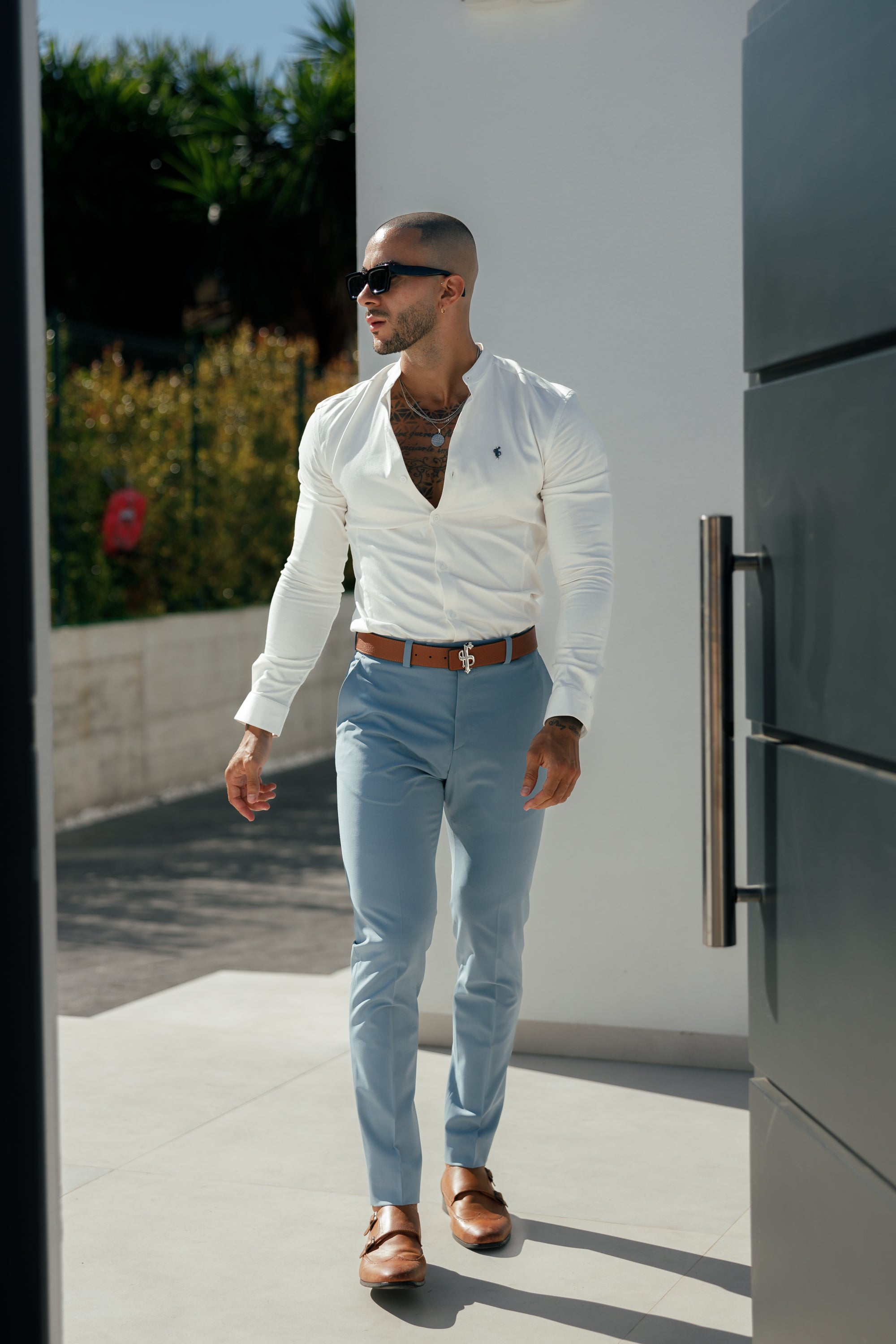 Slim Formal Airforce Blue Stretch Trousers
