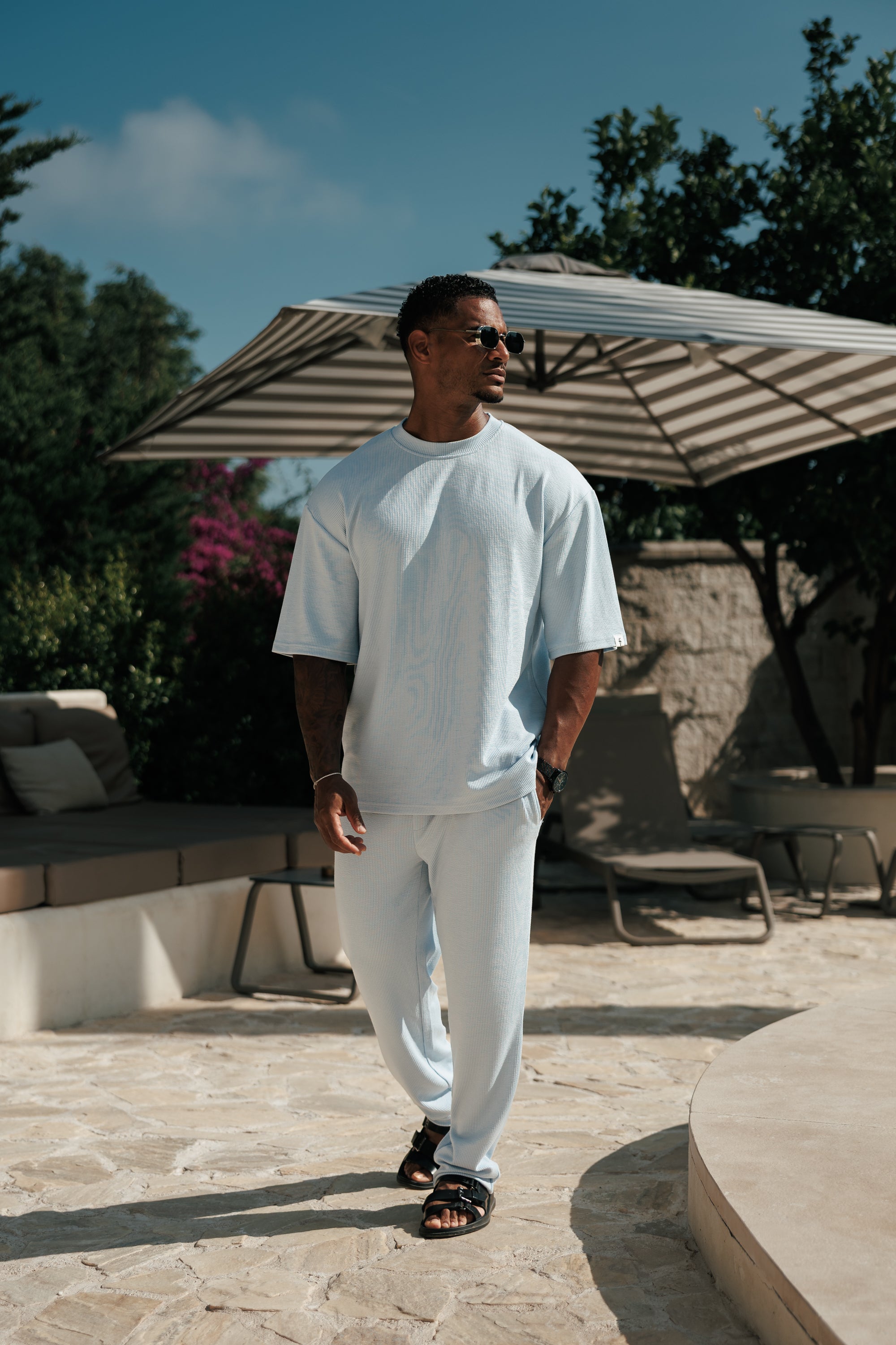 Jersey Cord Slim Light Blue Trousers - FSR090