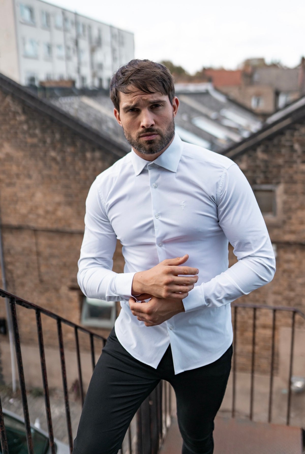 Eros Classic Fit Stretch Black Cutaway Collar Shirt - FS1246