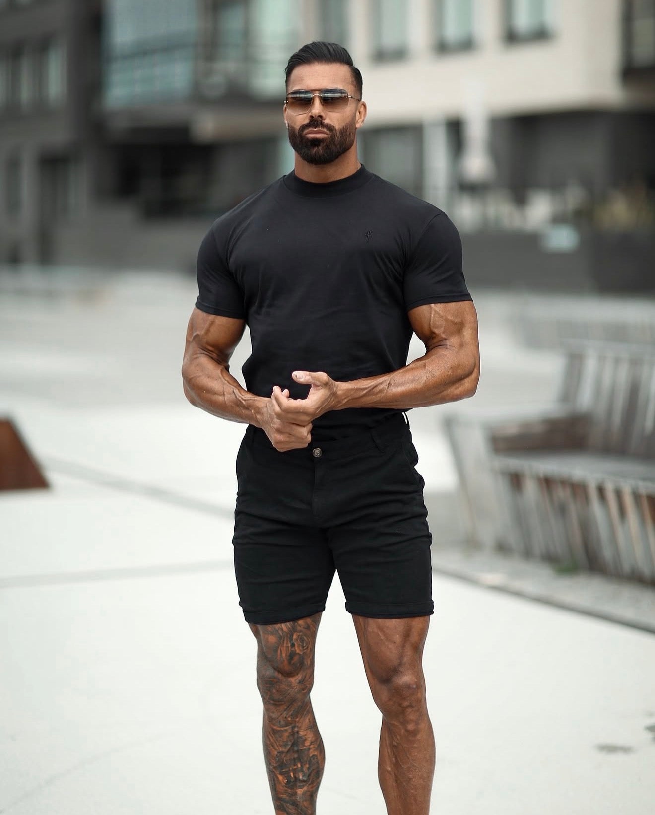 Slim Fit Black Chino Shorts - FSH266