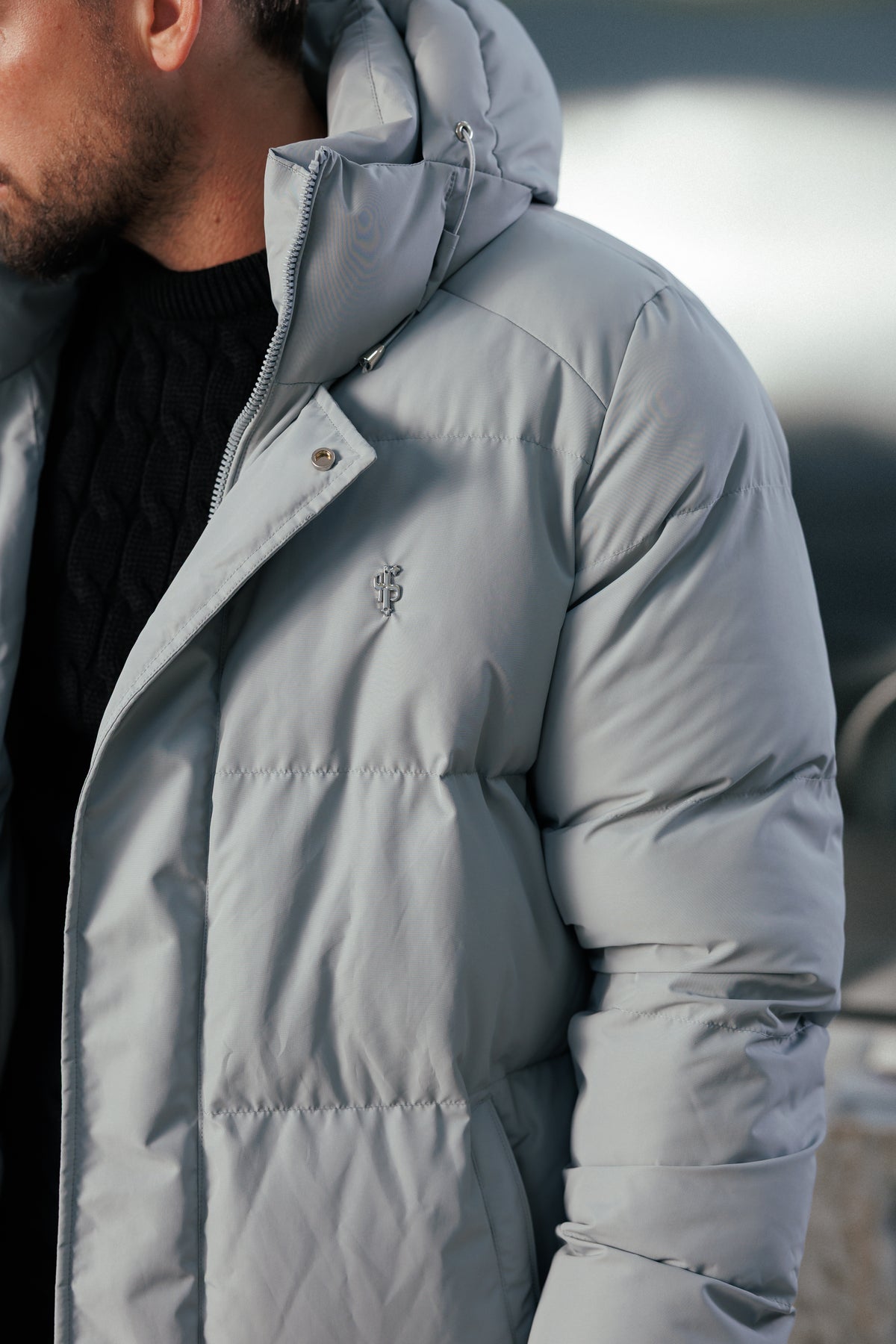 Mid Grey Padded Coat with Hood - FSN240 (PRE ORDER 24TH OCTOBER)