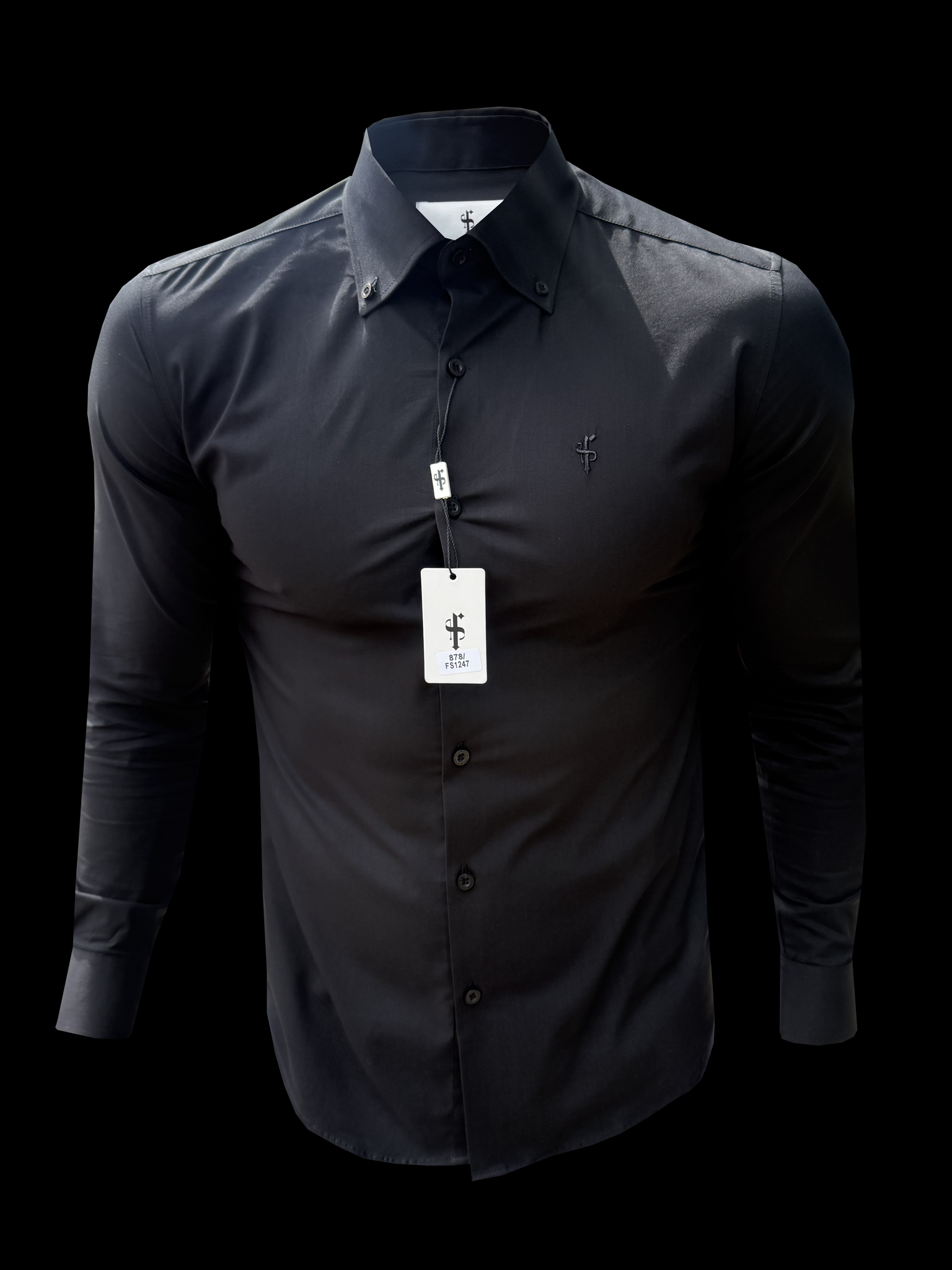 Romeo Classic Fit Stretch Black Buttondown Collar Shirt - FS1247
