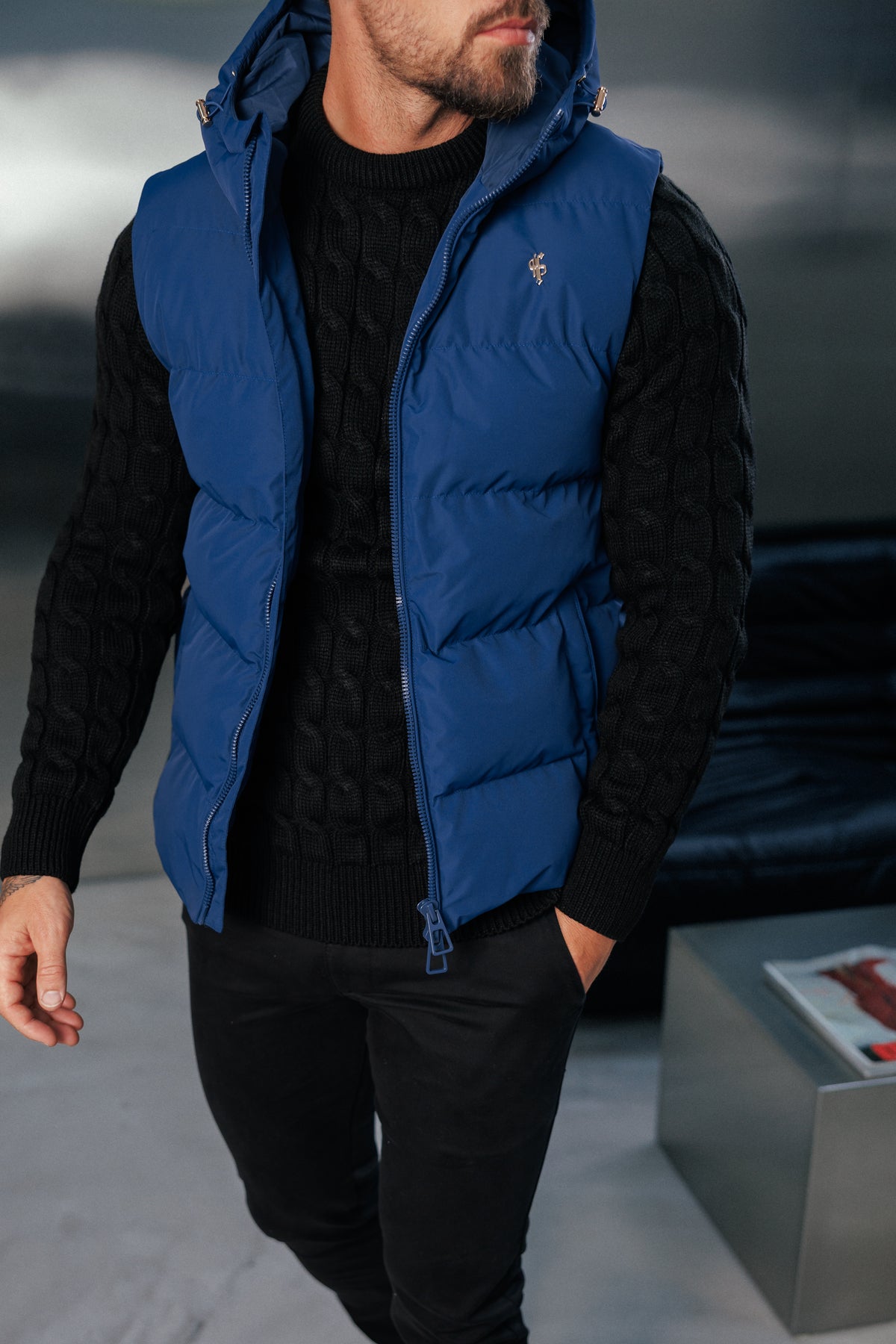 Navy Padded Hooded Gilet - FSN242 (PRE ORDER 24TH OCTOBER)