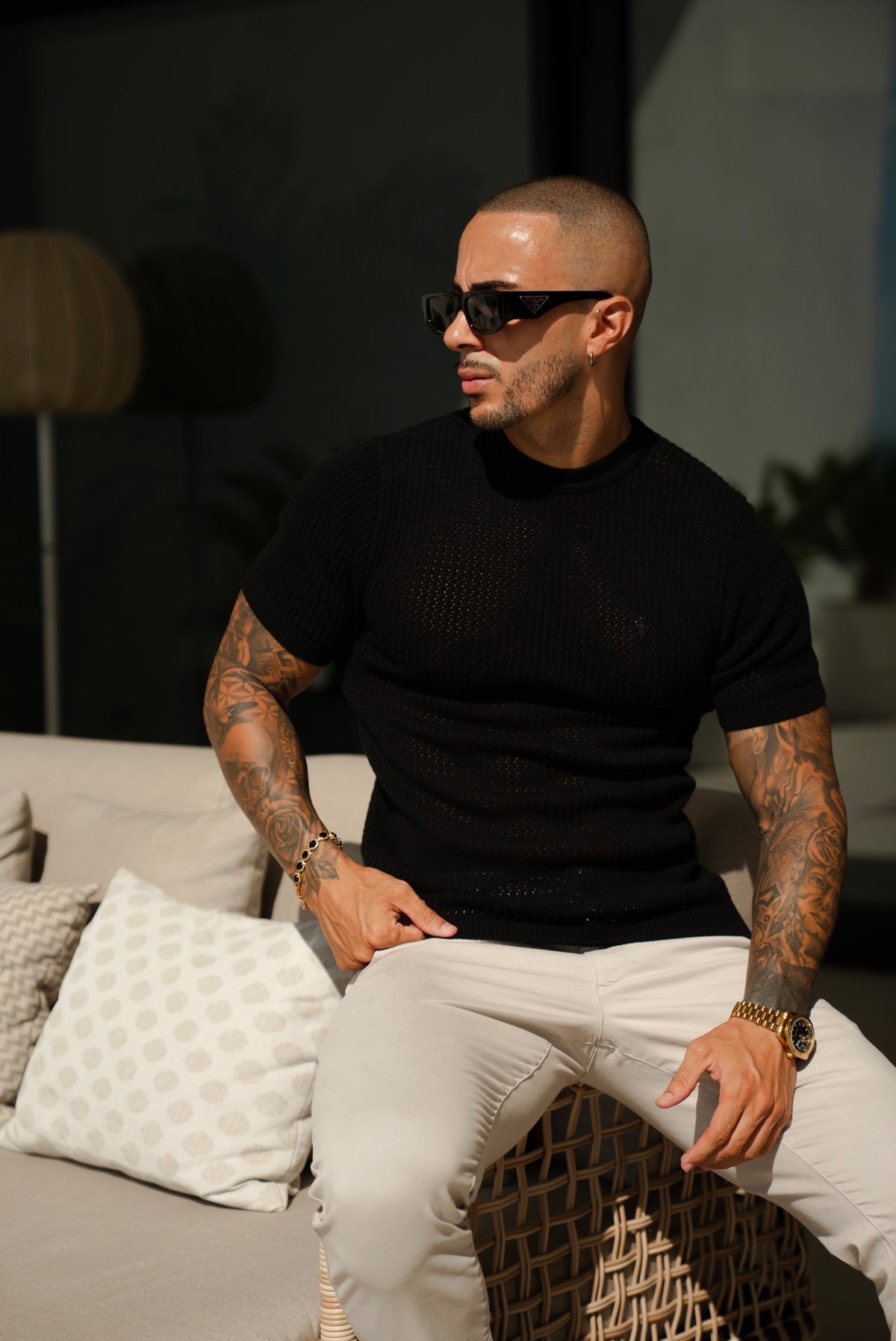 Beige Viscose Plain Knitted Short Sleeve T-Shirt - FSJ186