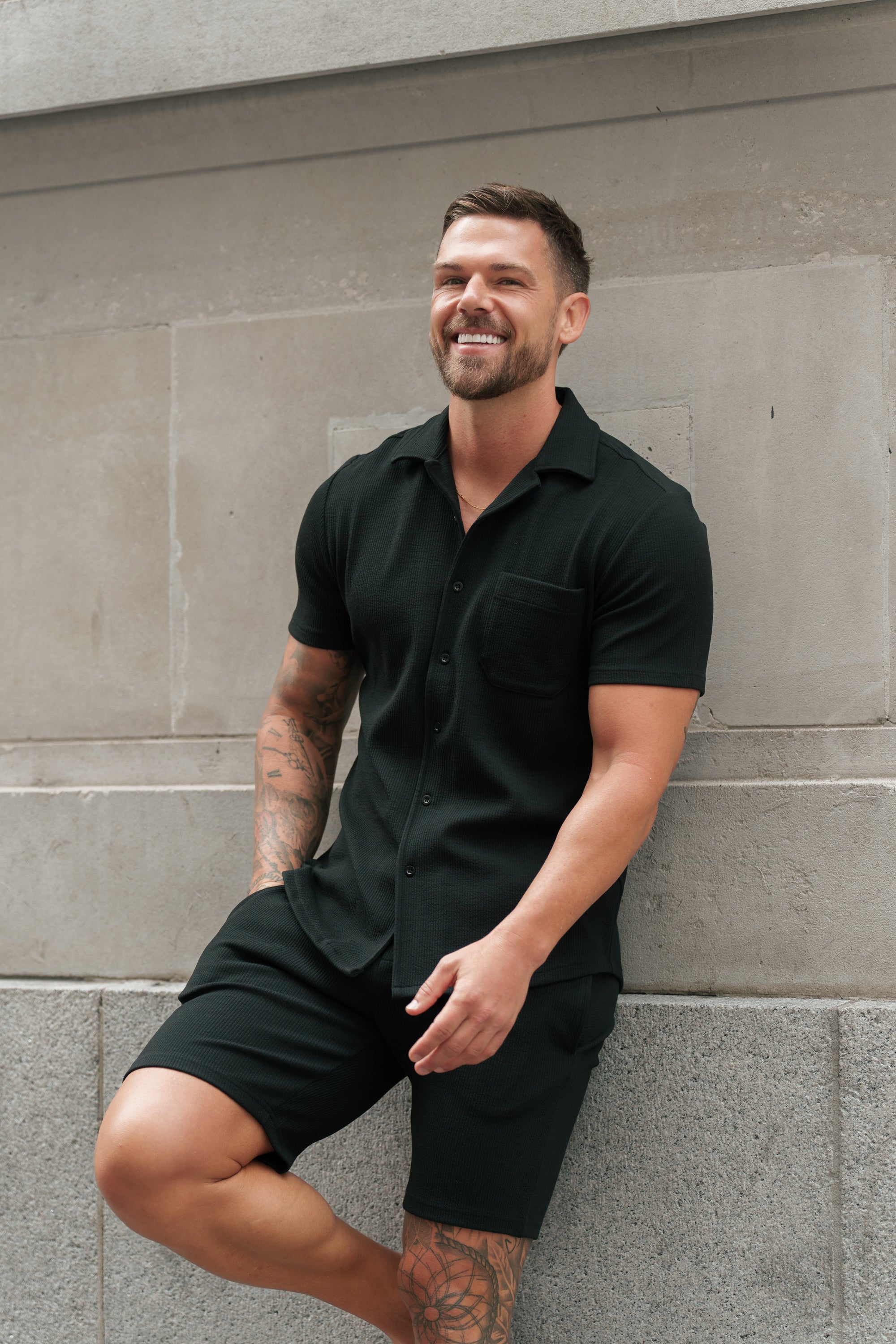 Jersey Cord Black Shorts - FSR012 (PRE ORDER 15TH JUNE)