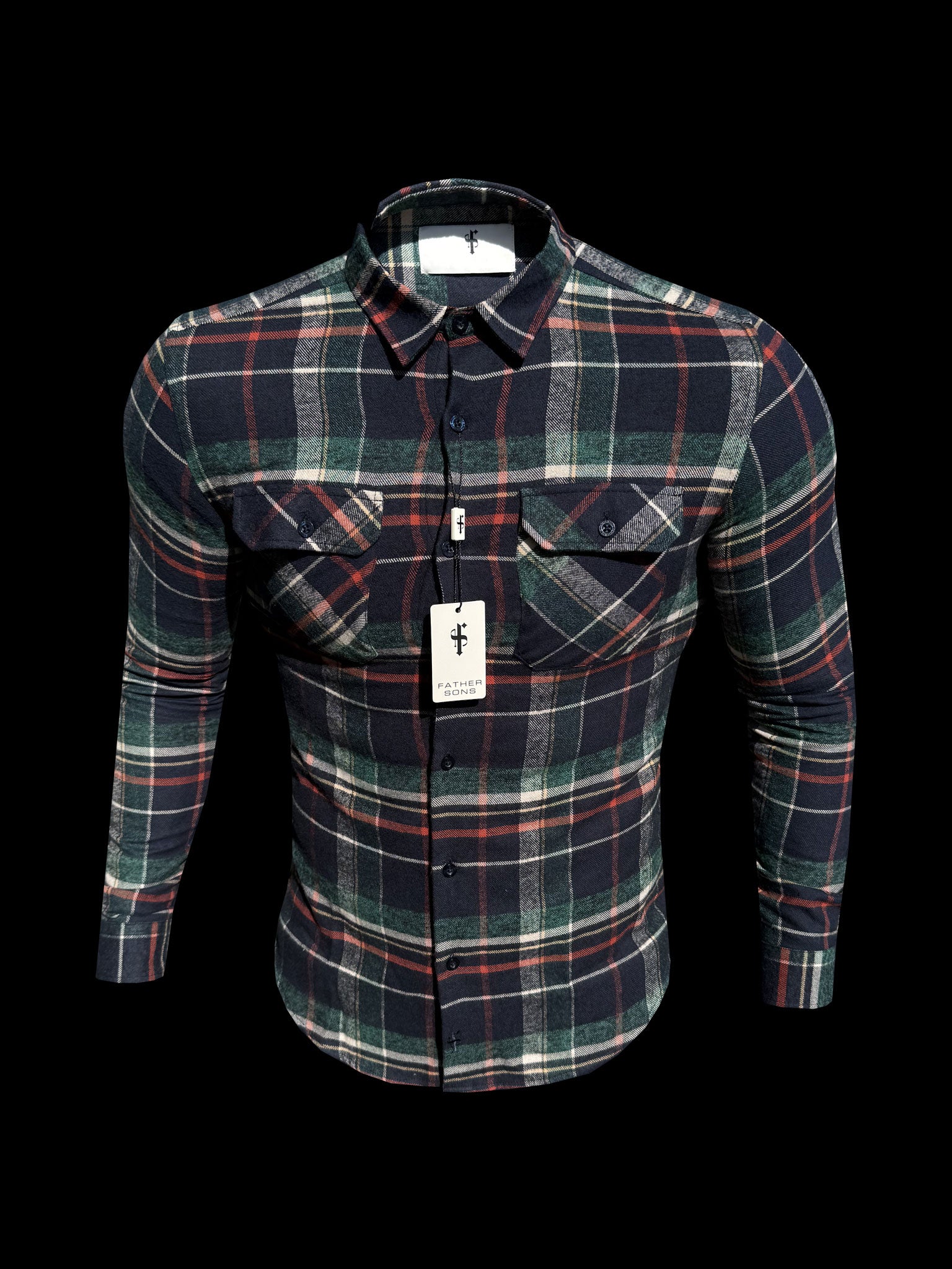 Navy / Green / Rust Check Shacket With Double Pockets - FS1198