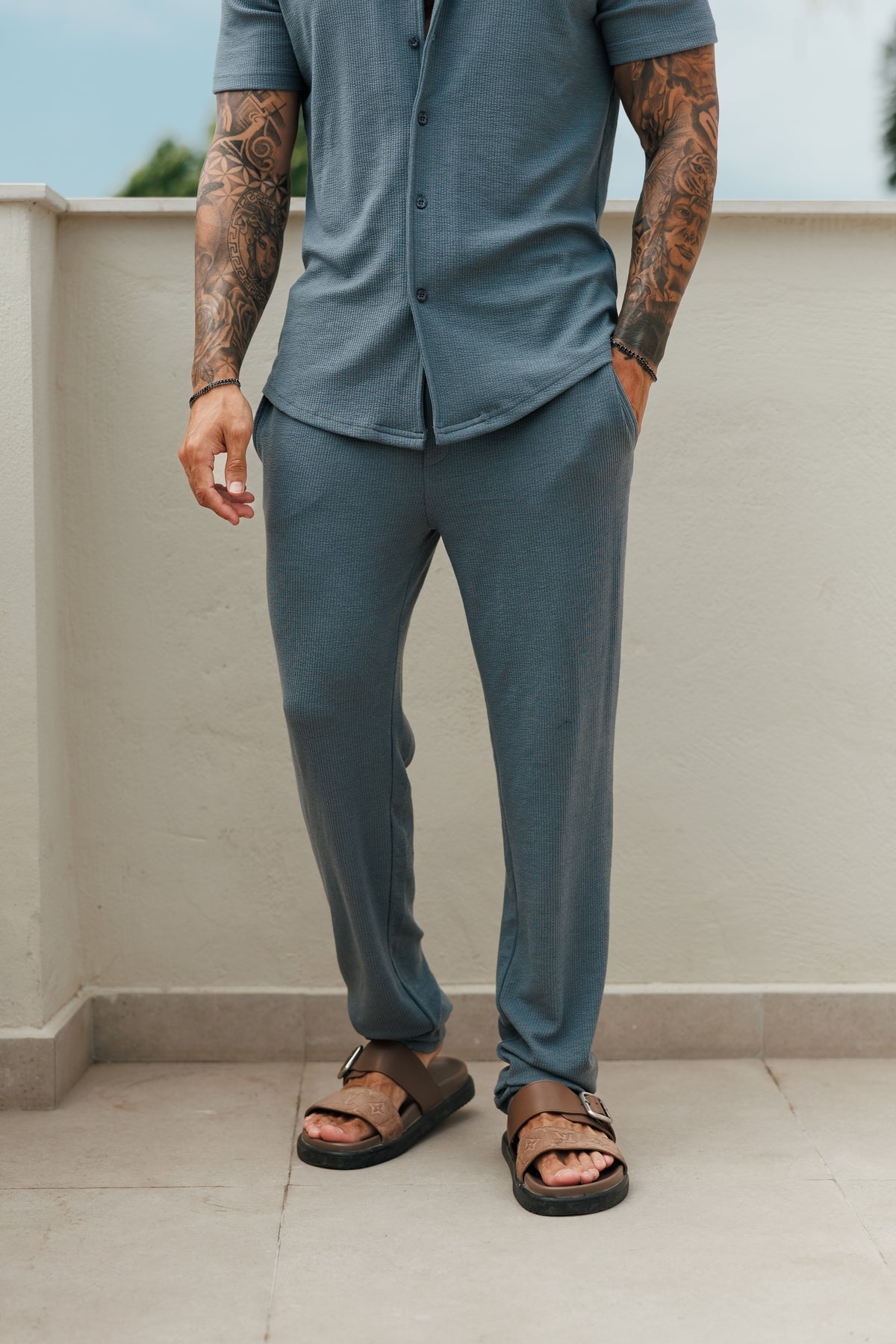 Jersey Cord Slim Gunmetal Trousers - FSR092 (PRE ORDER 22ND SEPTEMBER)