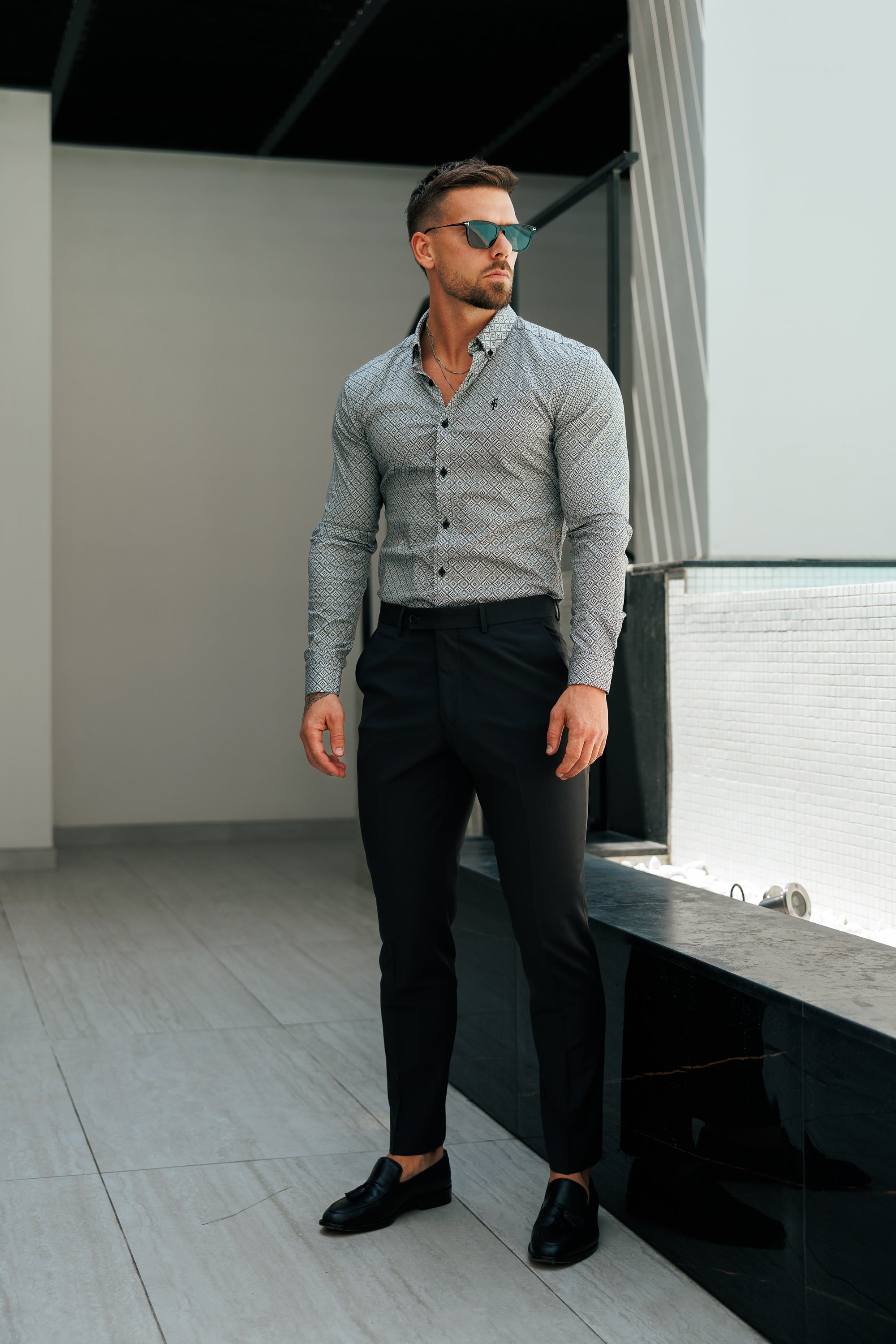 Relaxed Formal Black Stretch Trousers - FSTR020 RELAXED