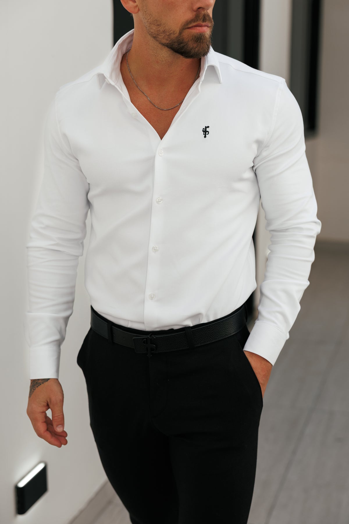 Classic Scuba White Long Sleeve Stretch with Cutaway Collar - FS1240 (PRE ORDER 12TH NOVEMBER)