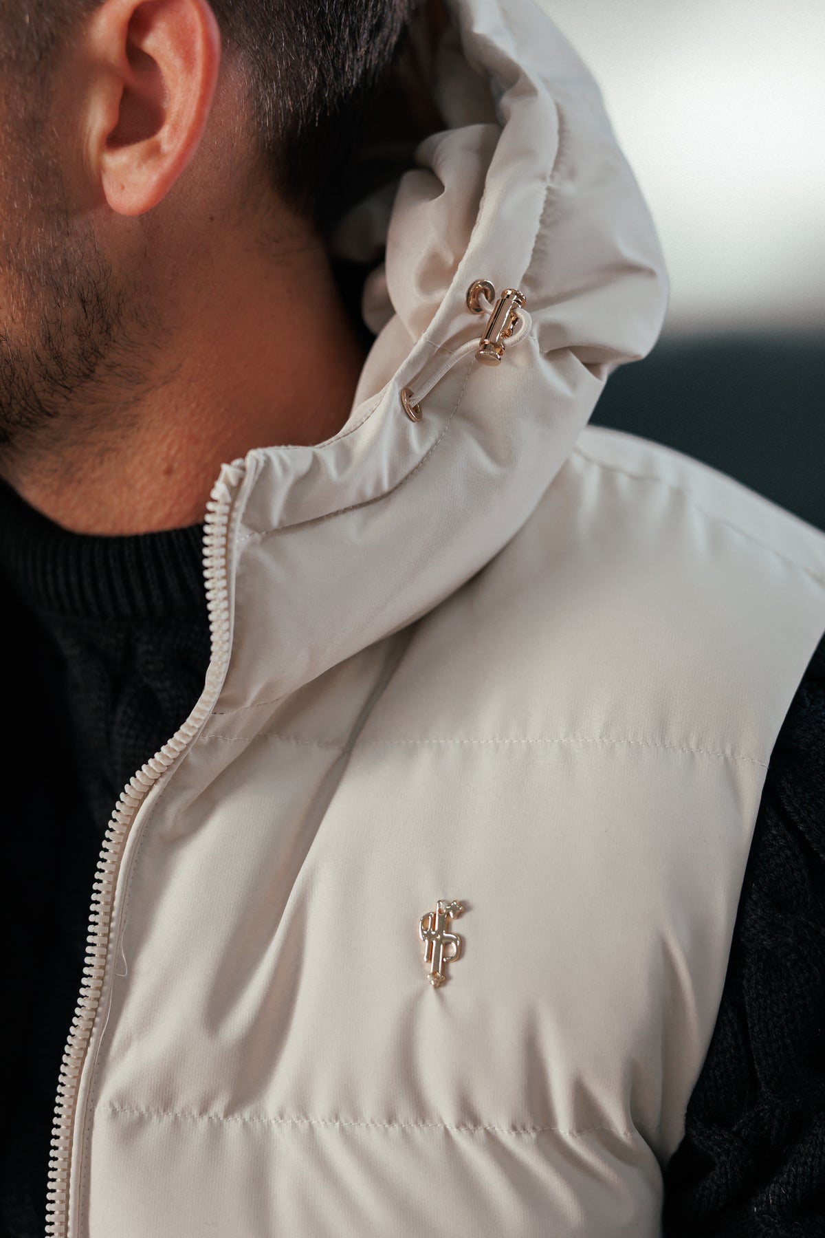 Light Beige Padded Hooded Gilet - FSN243 (PRE ORDER 24TH OCTOBER)