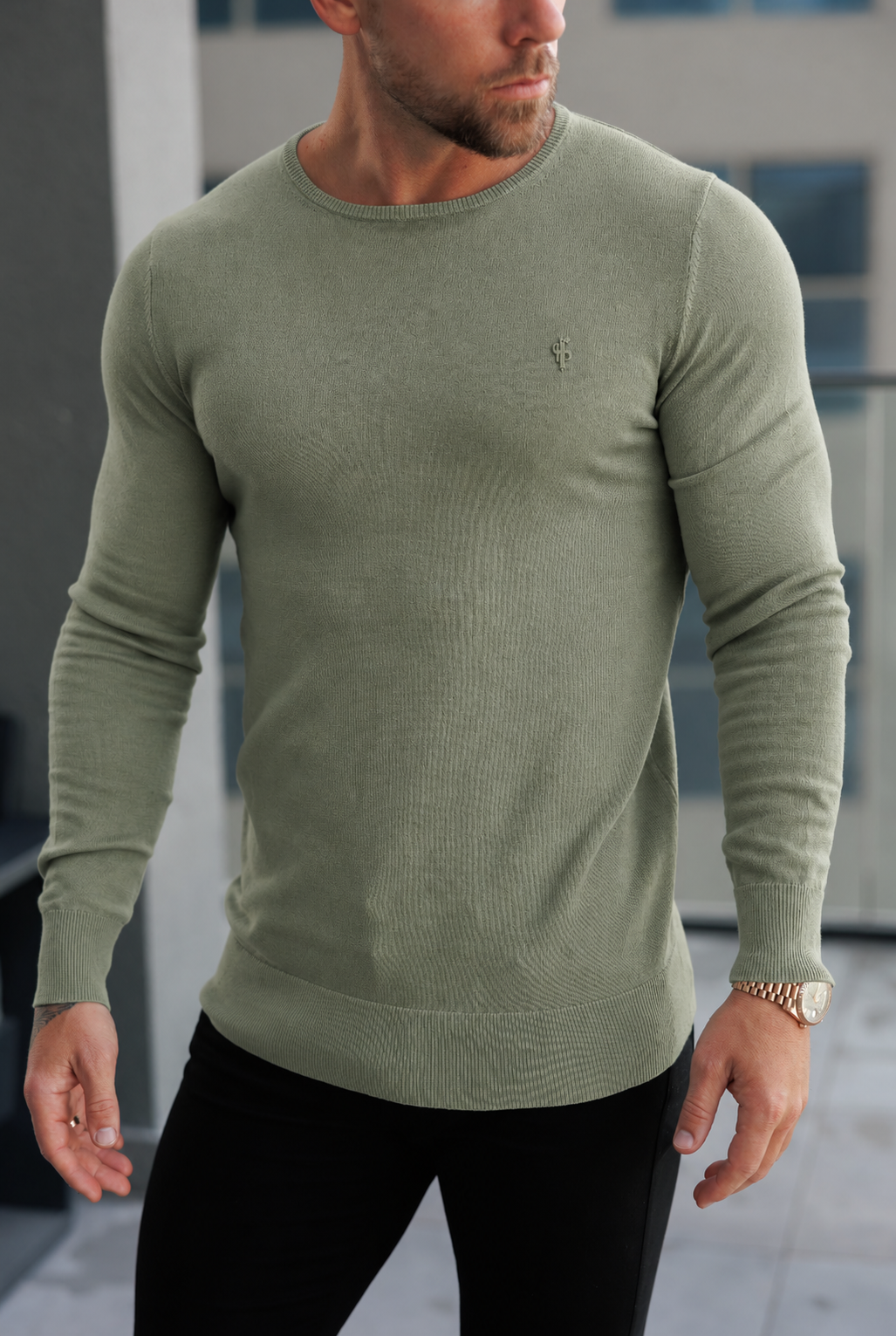Plain Crew Olive Soft Touch Knit Jumper - FSA103