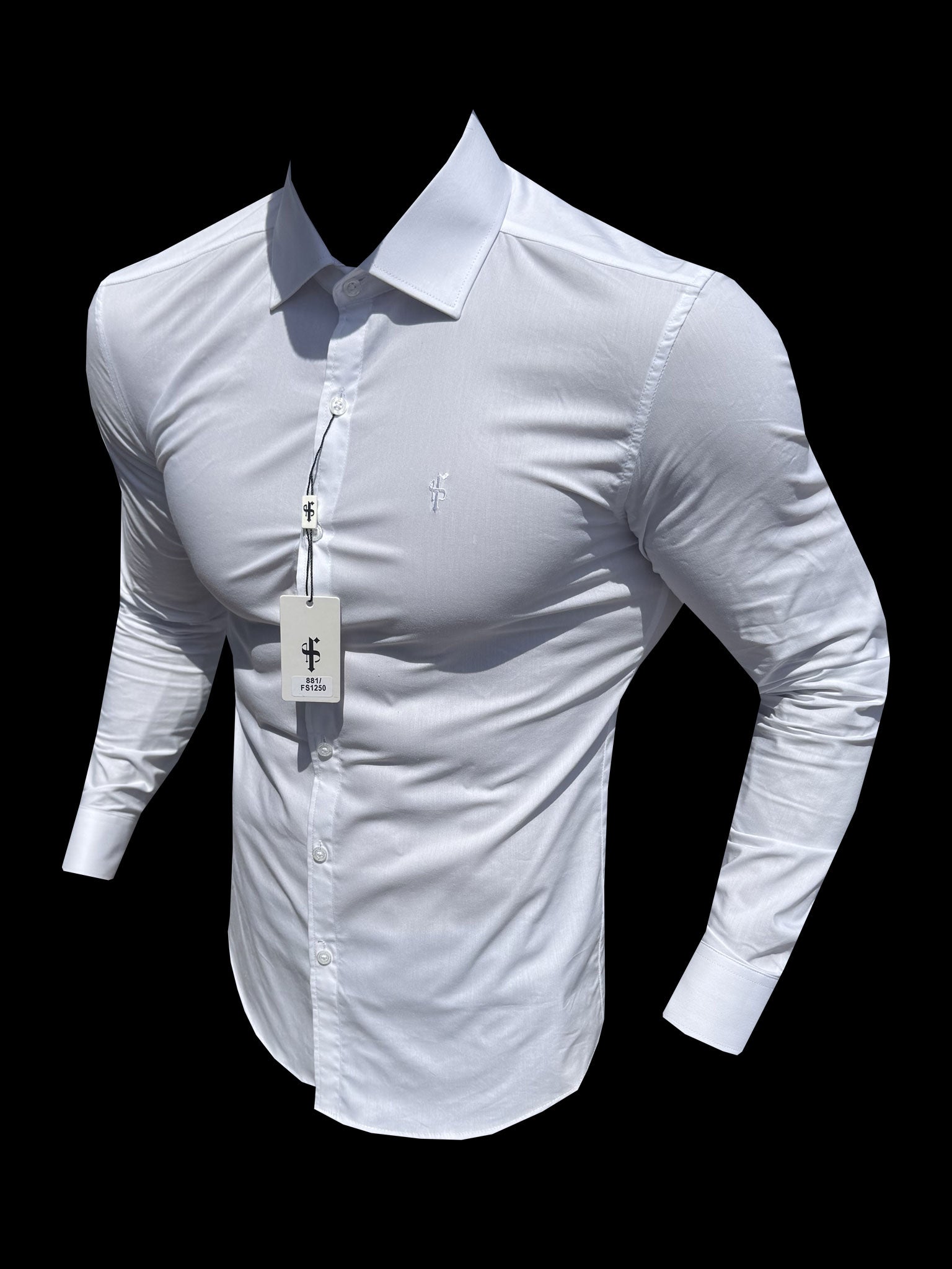 Ares Muscle Fit Advanced Stretch Black Cutaway Collar Shirt - FS1242