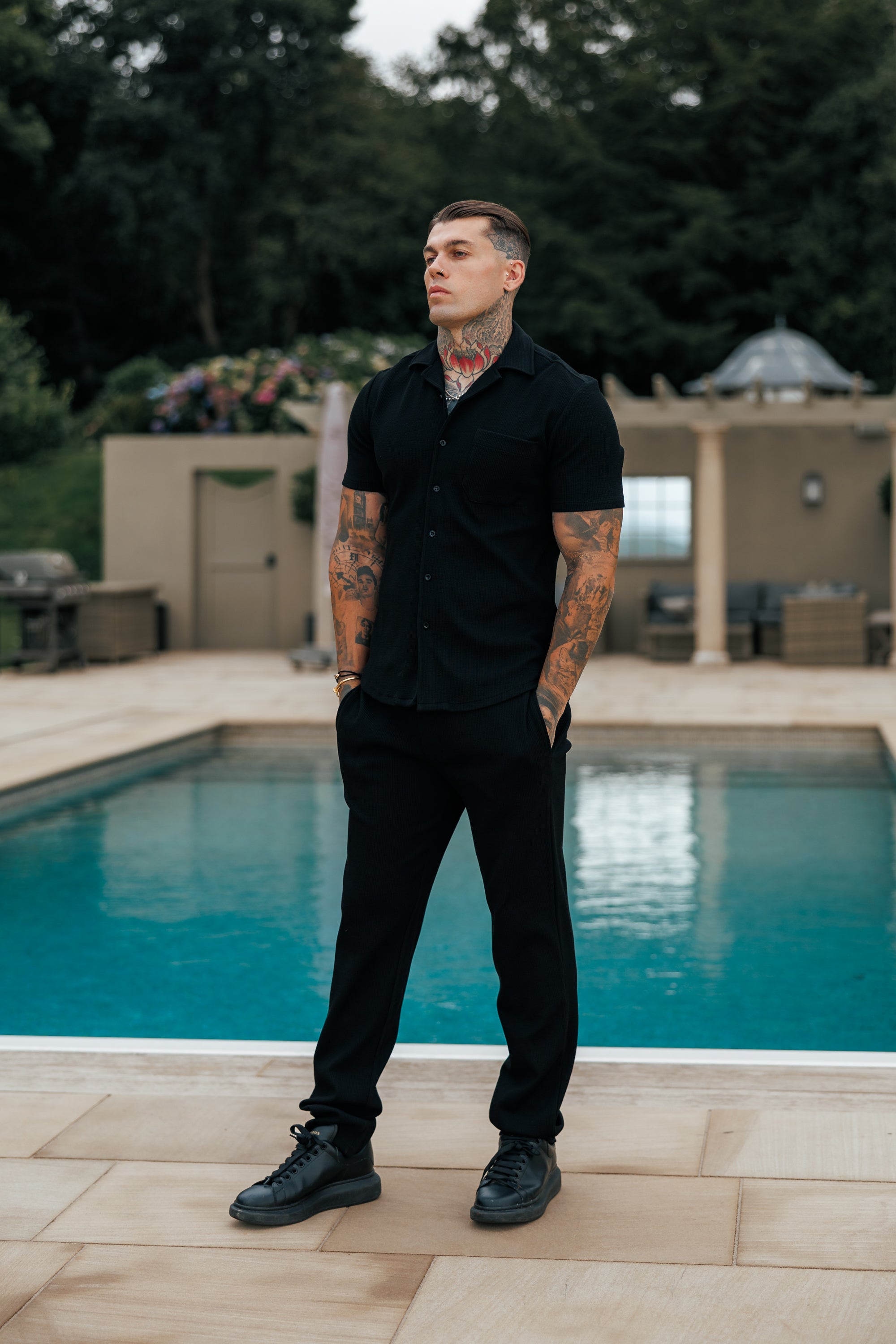Jersey Cord Slim Black Trousers - FSR016 (PRE ORDER 15TH JUNE)