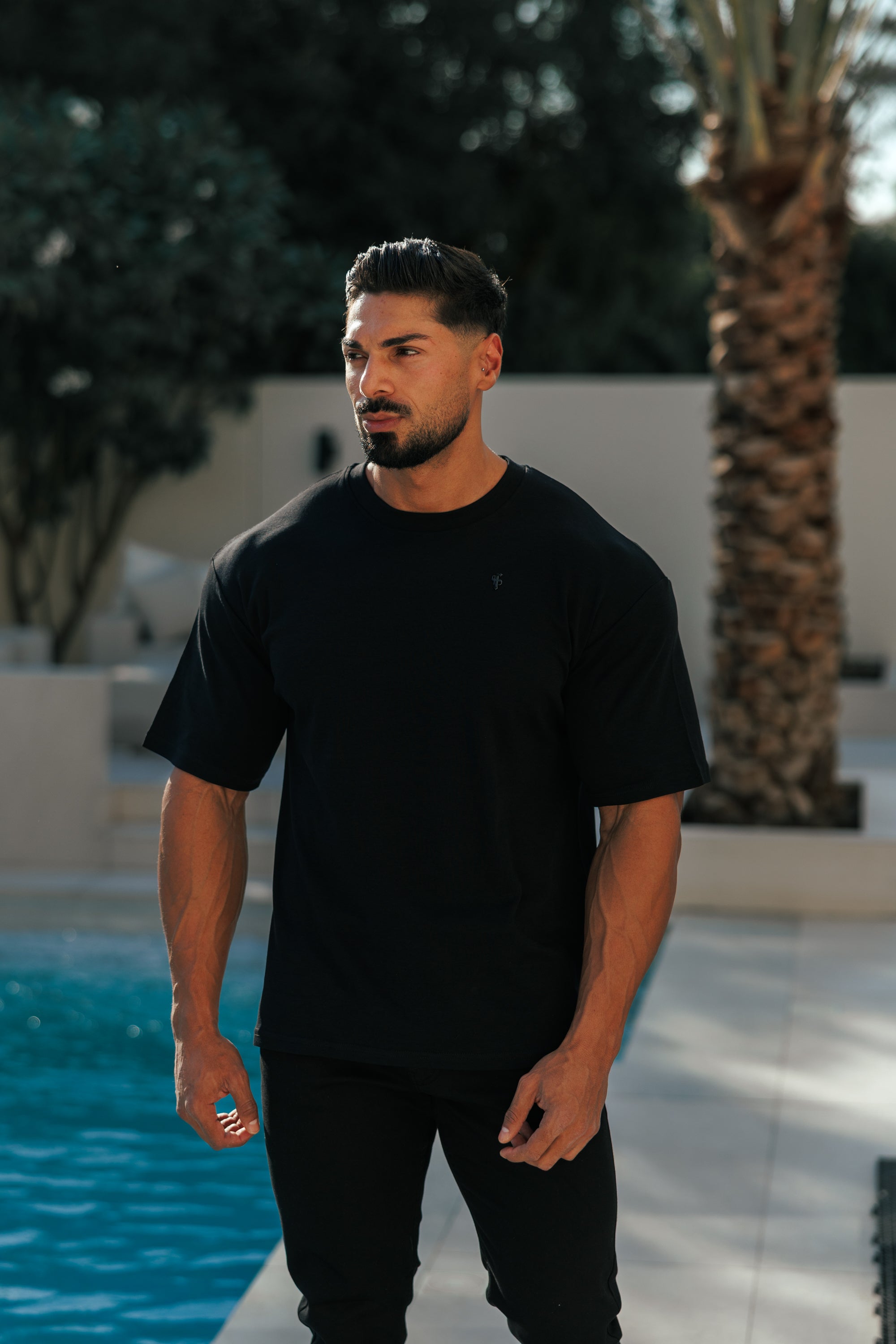 Black / Black Oversized Crew T Shirt - FSH1418