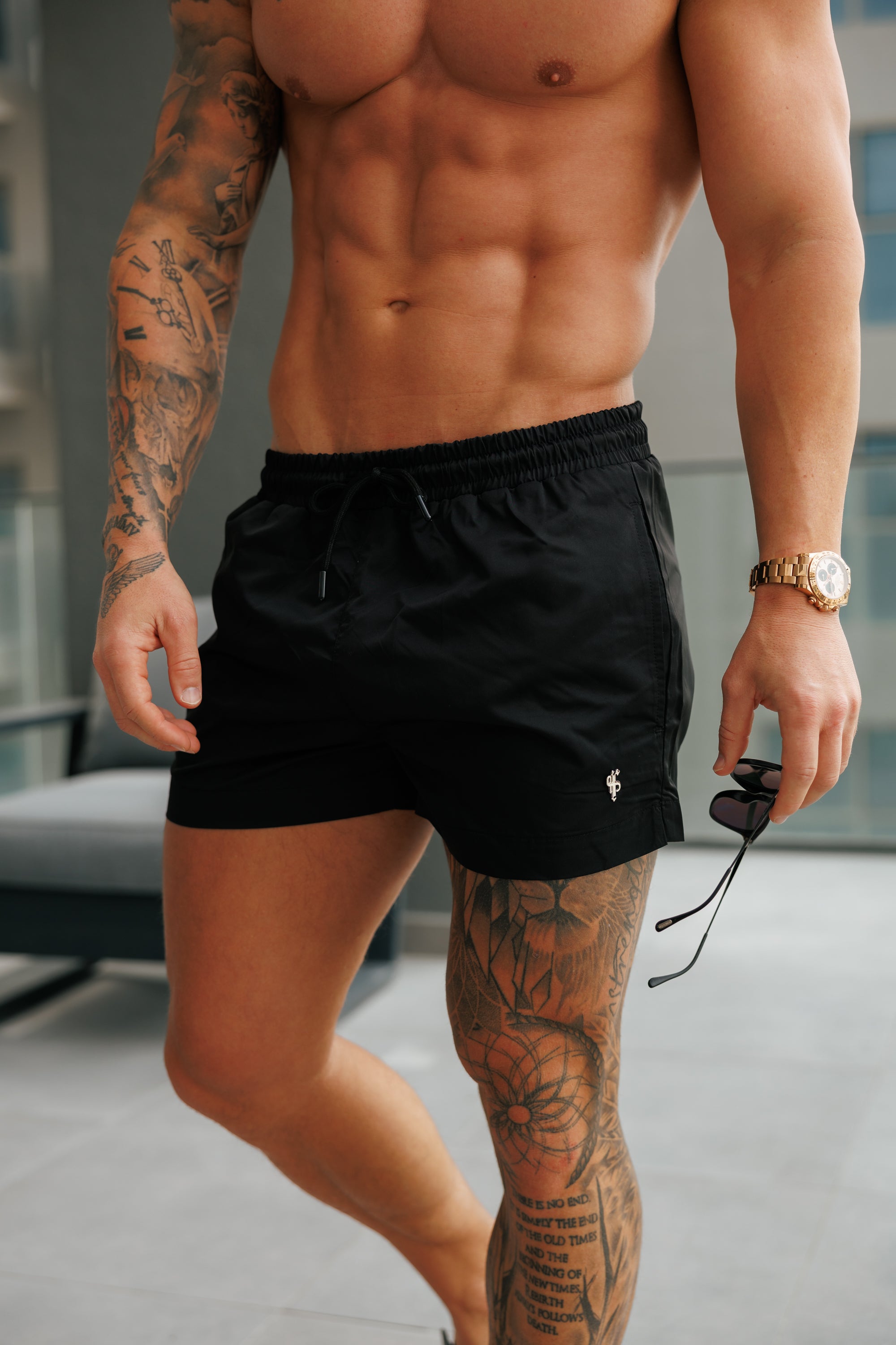 Black / Silver Swim Shorts - FSH1316
