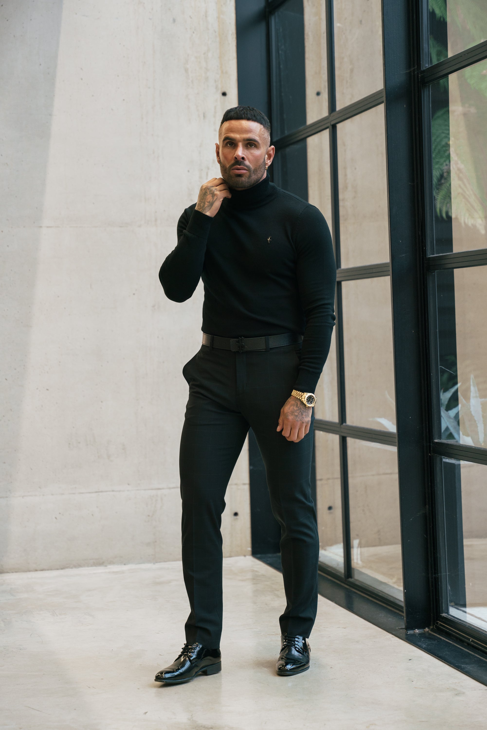 Relaxed Formal Black / Silver Check Trouser - FSTR014