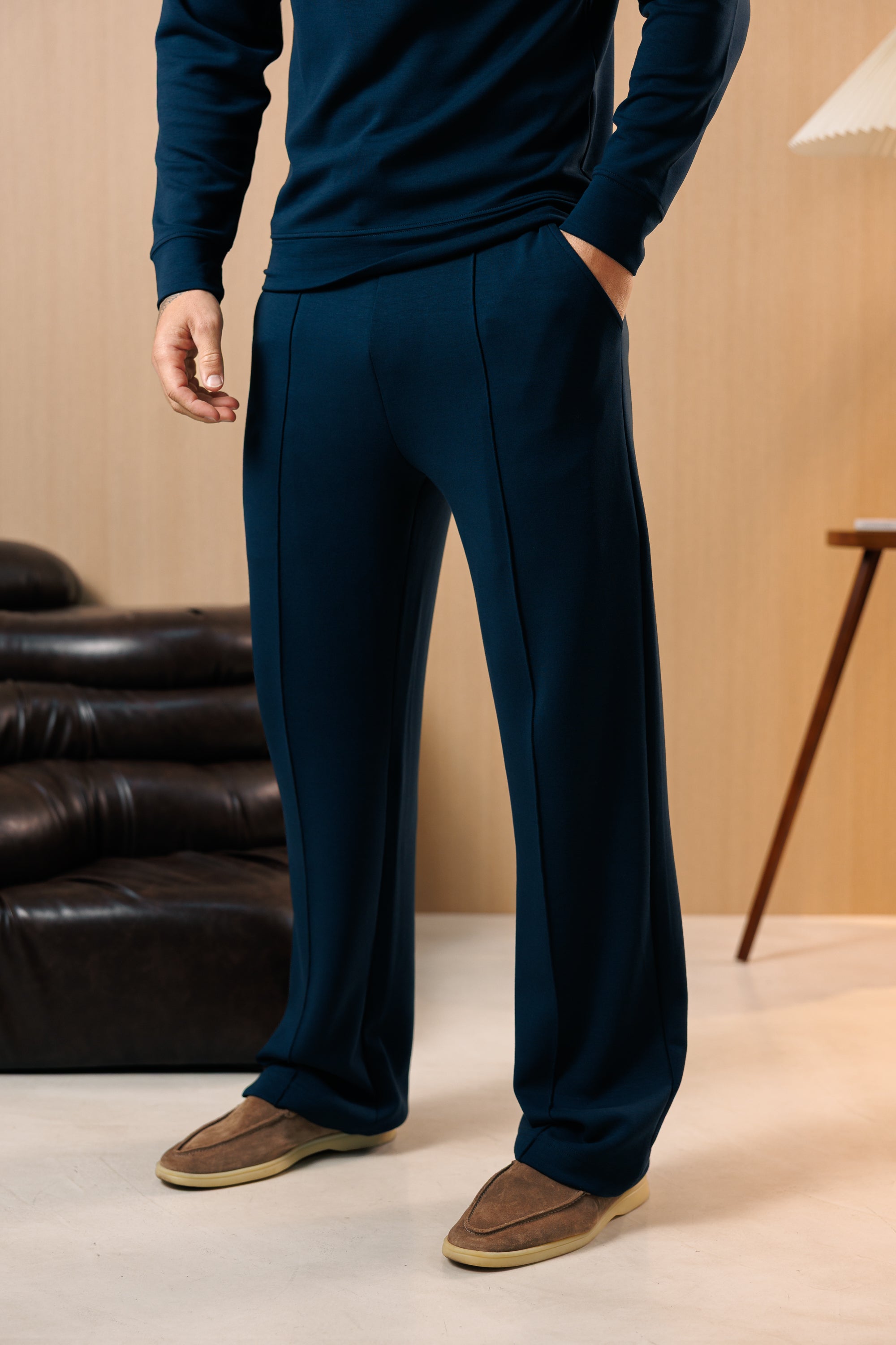 Navy Modal Shawl Collar Jumper Long Sleeve -  FSR114