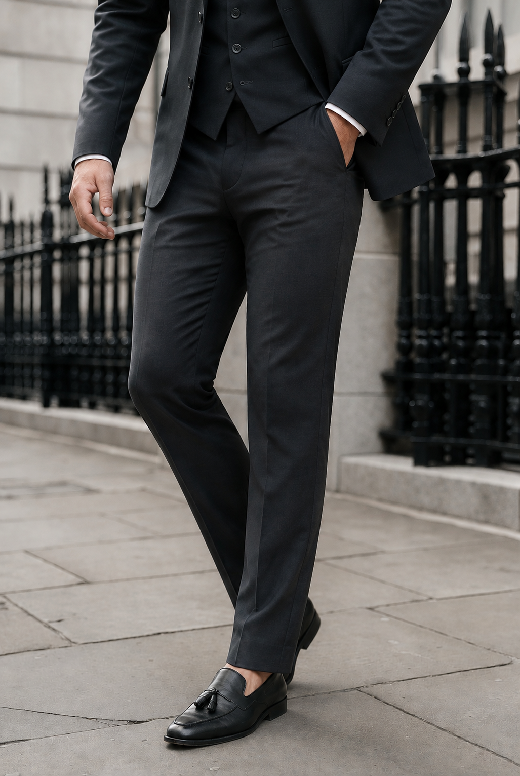 Relaxed Formal Anthracite Grey Stretch Trousers - FSTR026 RELAXED