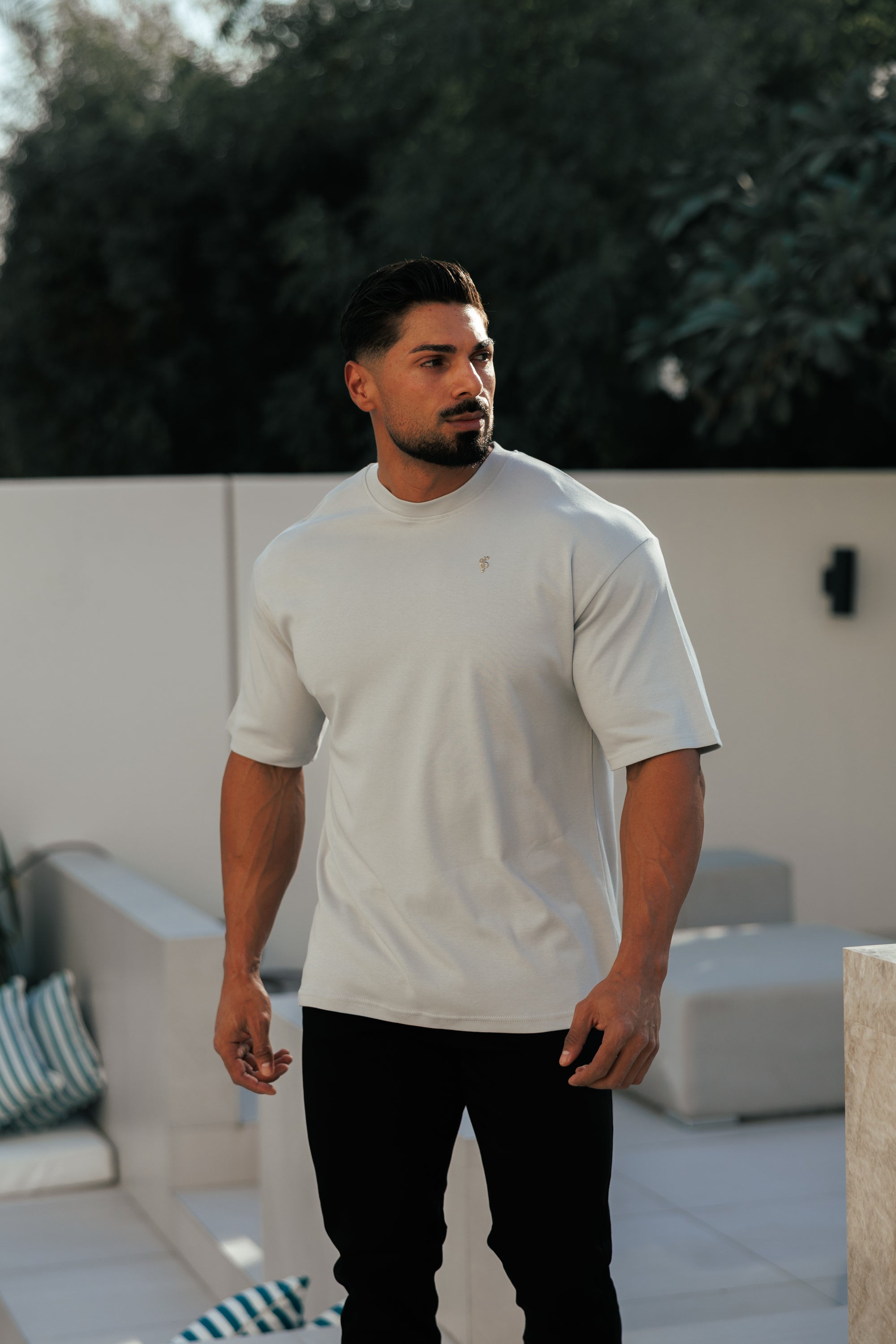 Light Grey / Silver Oversized Crew T Shirt - FSH1421