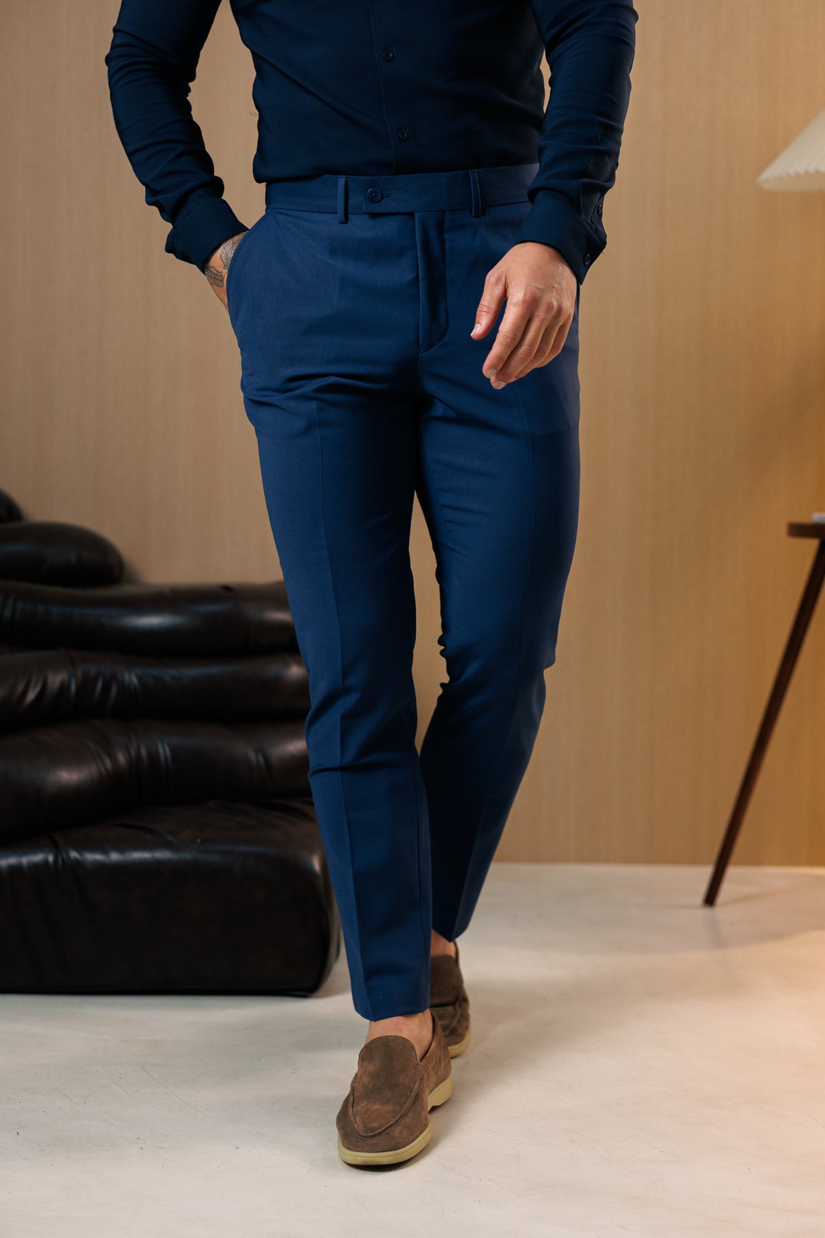 Relaxed Formal Midnight Blue Stretch Trousers - FSTR025 RELAXED