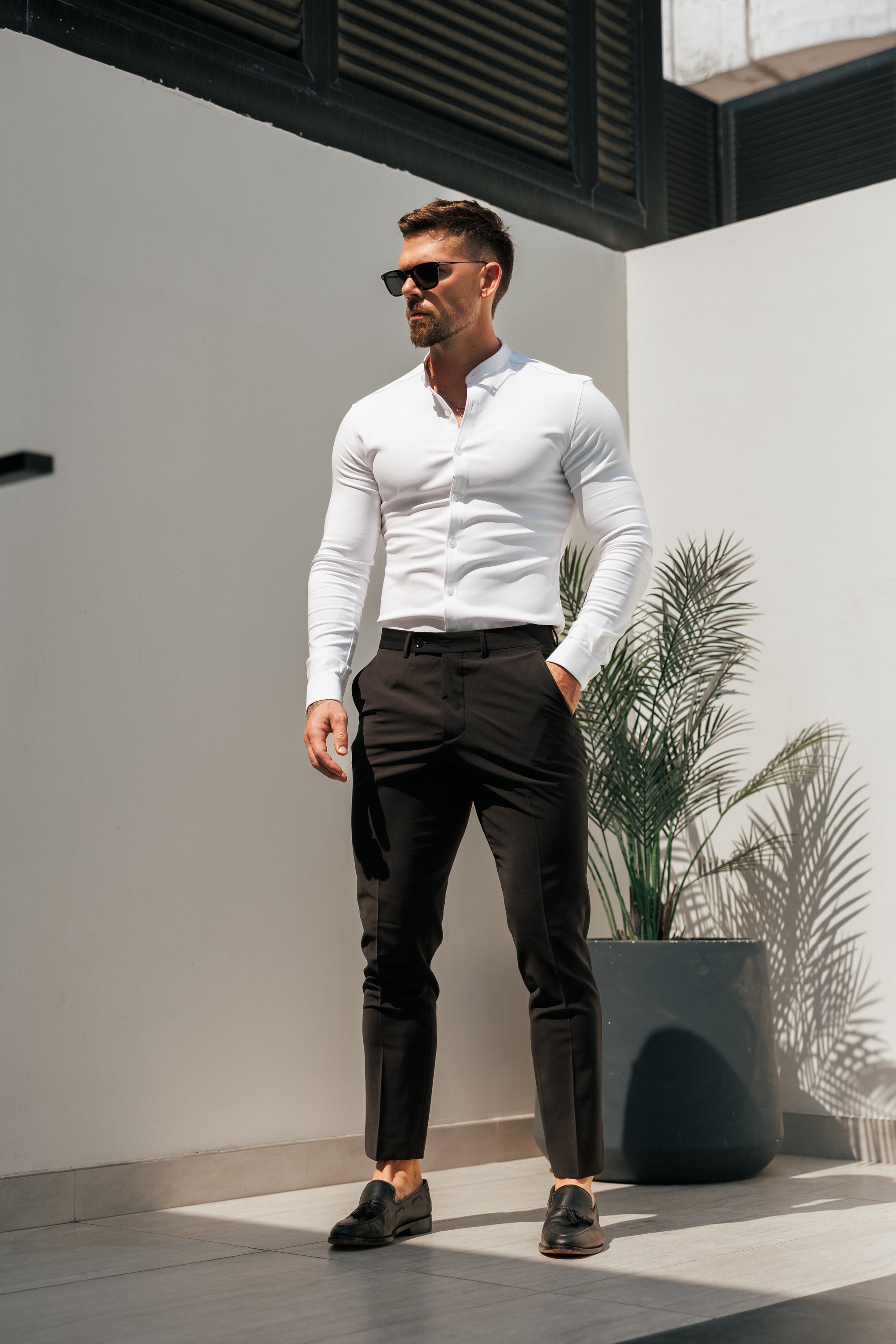 Relaxed Formal Black Stretch Trousers - FSTR020 RELAXED