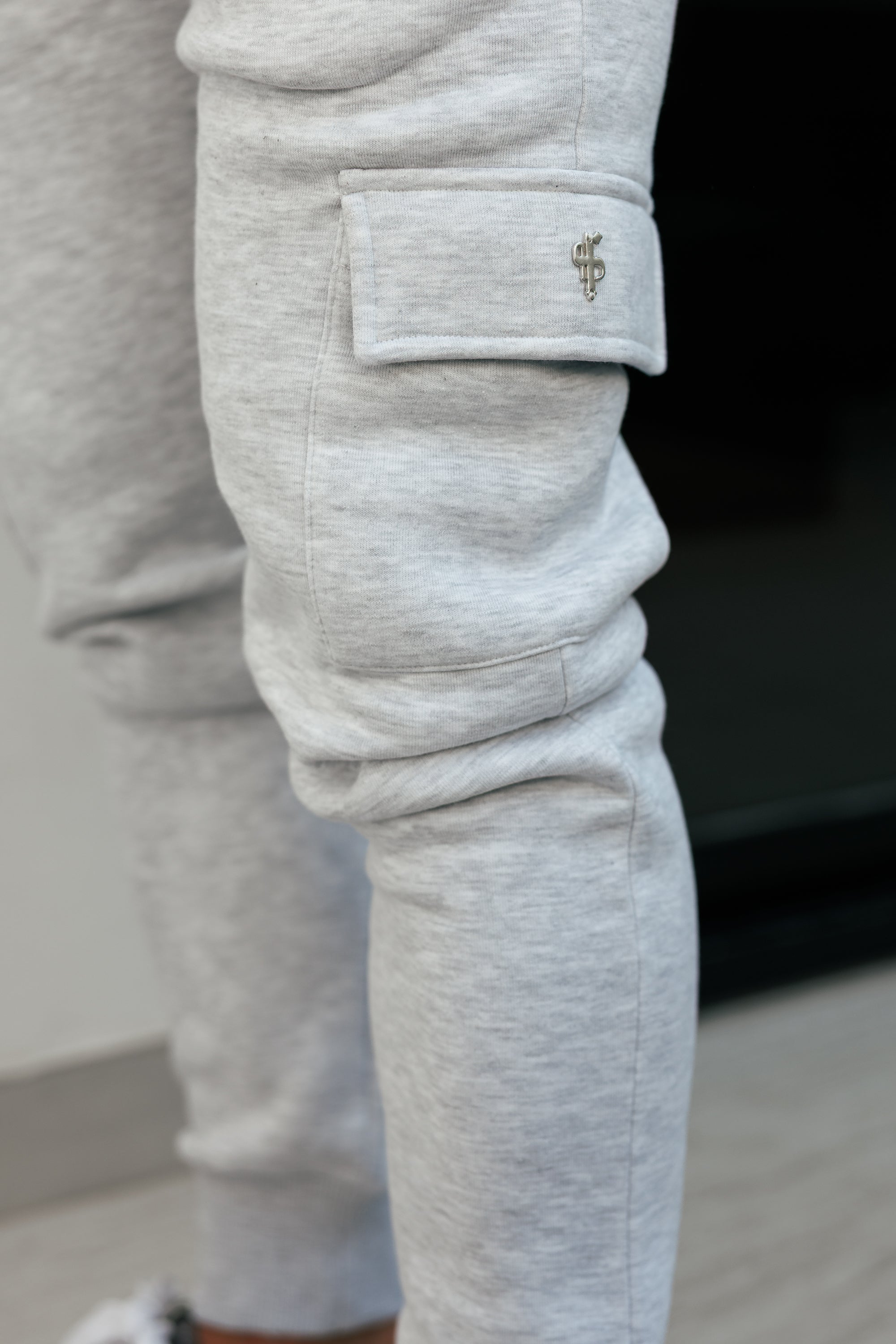 Grey Melange / Silver Cargo Tracksuit Bottoms - FSR033 (PRE ORDER 24TH AUGUST)