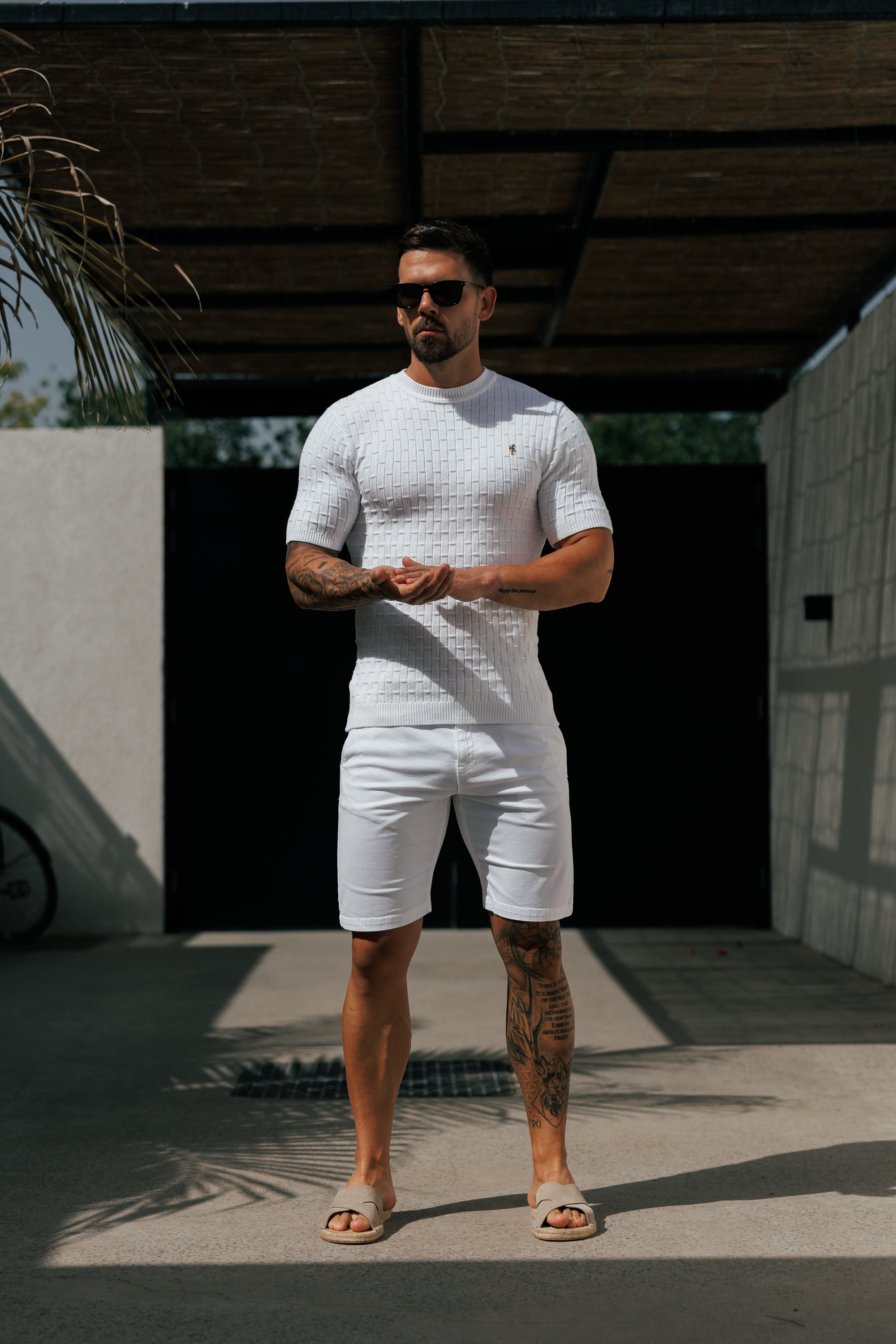 White Viscose Knitted Short Sleeve T-Shirt - FSJ160