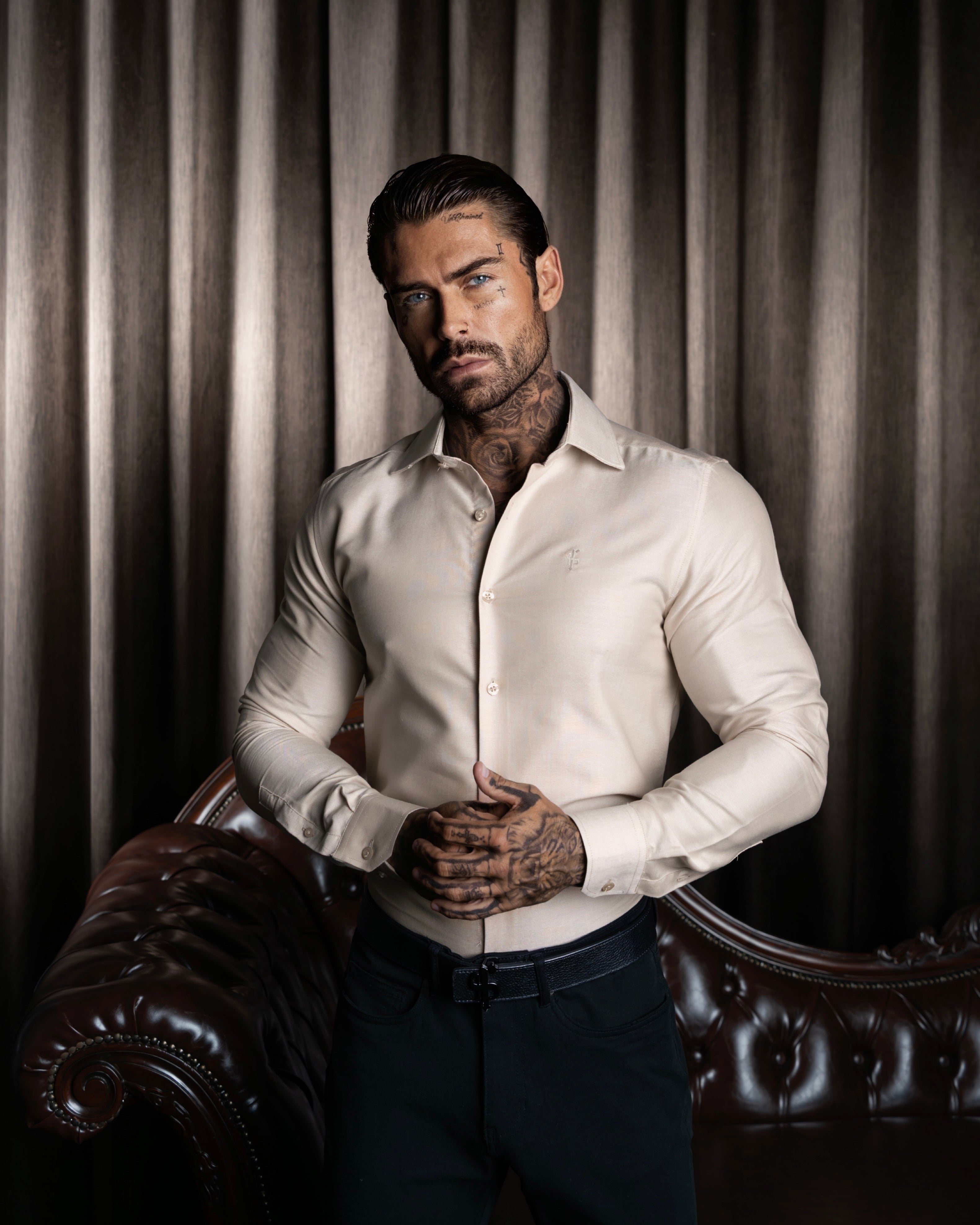 Classic Oxford Touch Long Sleeve Beige with Cutaway Collar - FS1175