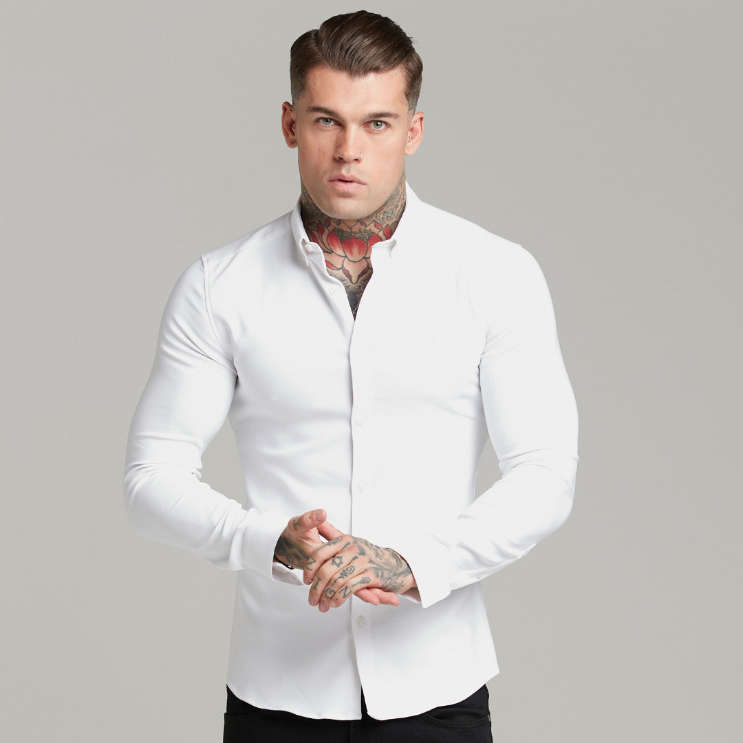 Super Slim Scuba White Long Sleeve Stretch - FS613 (PRE ORDER 30TH AUGUST)