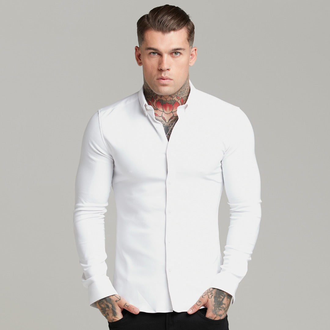 Super Slim Scuba White Long Sleeve Stretch - FS613 (PRE ORDER 30TH AUGUST)