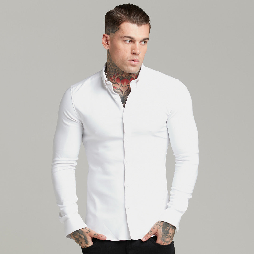 Super Slim Scuba White Long Sleeve Stretch - FS613 (PRE ORDER 30TH AUGUST)